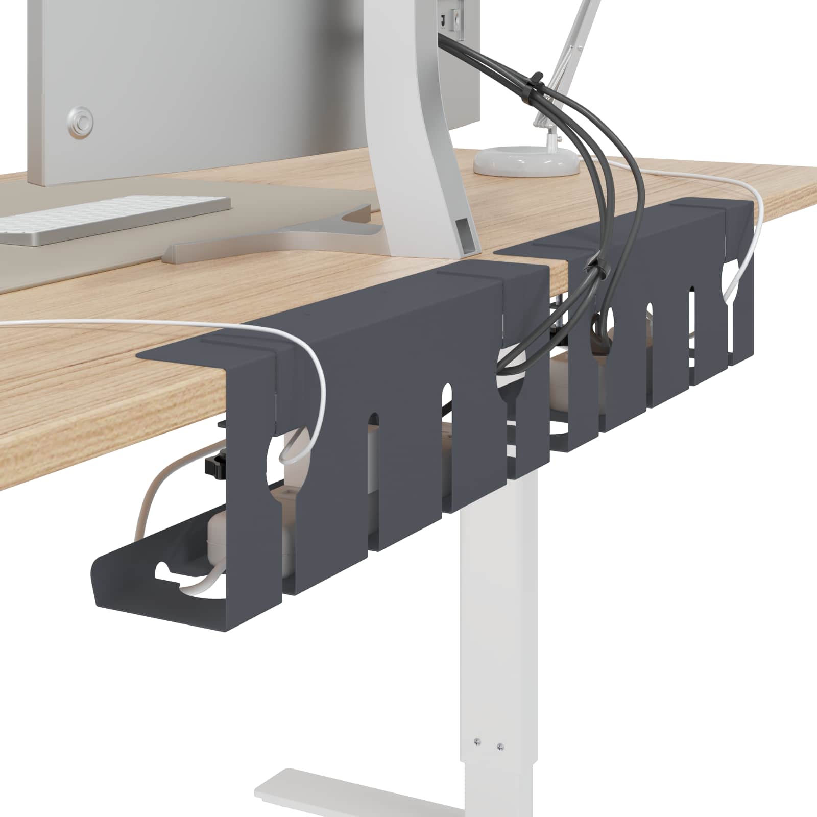vidaXL Kabelgoot voor onder bureau 2 st Wit 43 x 10 x 15 cm