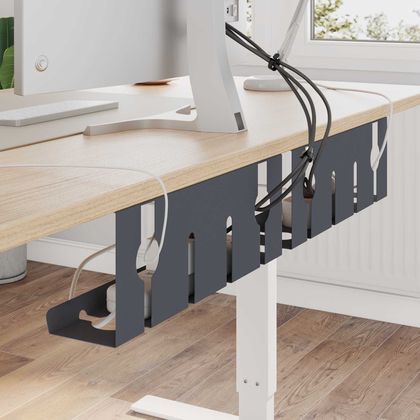 vidaXL Kabelgoot voor onder bureau 2 st Wit 43 x 10 x 15 cm