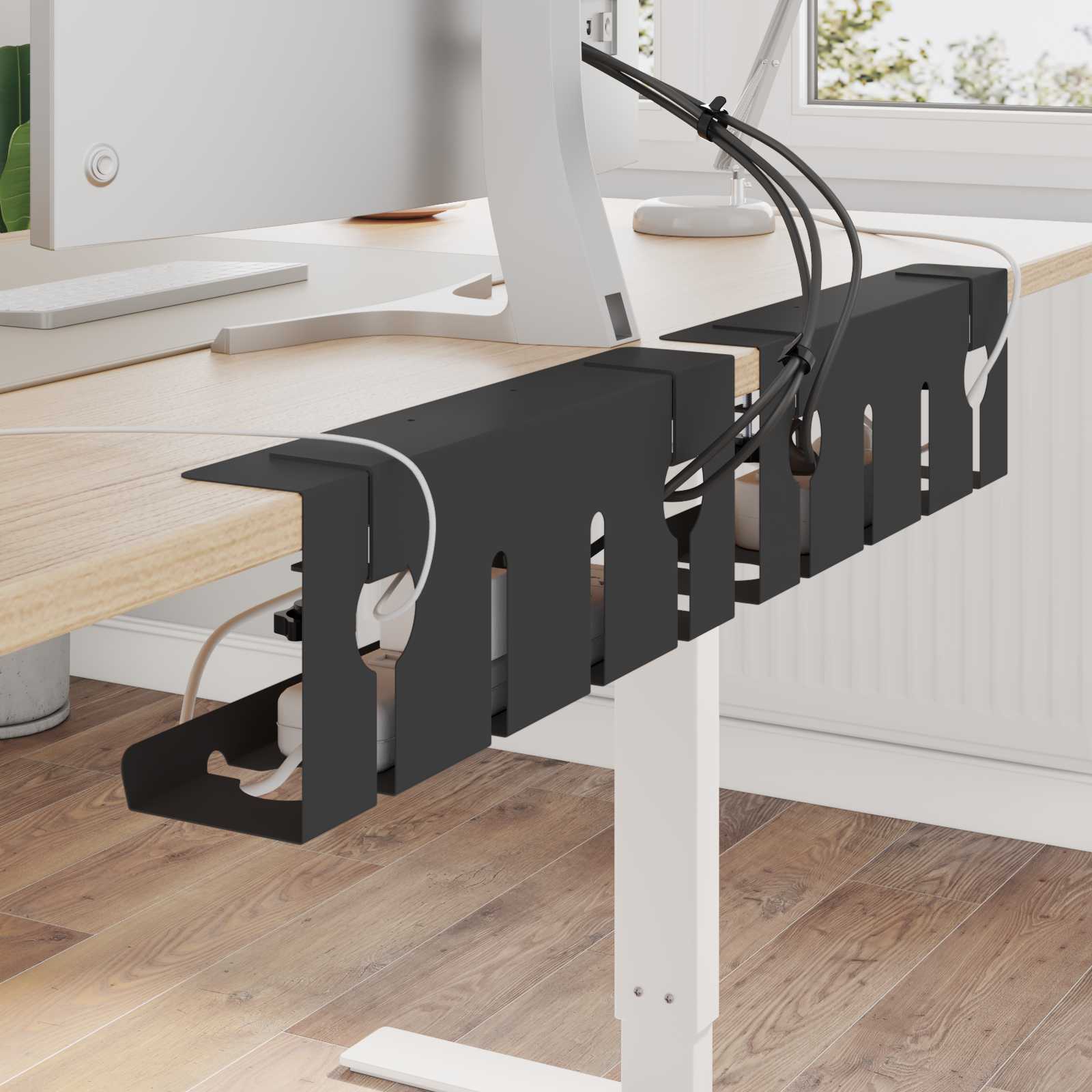 vidaXL Kabelgoot voor onder bureau 2 st Wit 43 x 10 x 15 cm