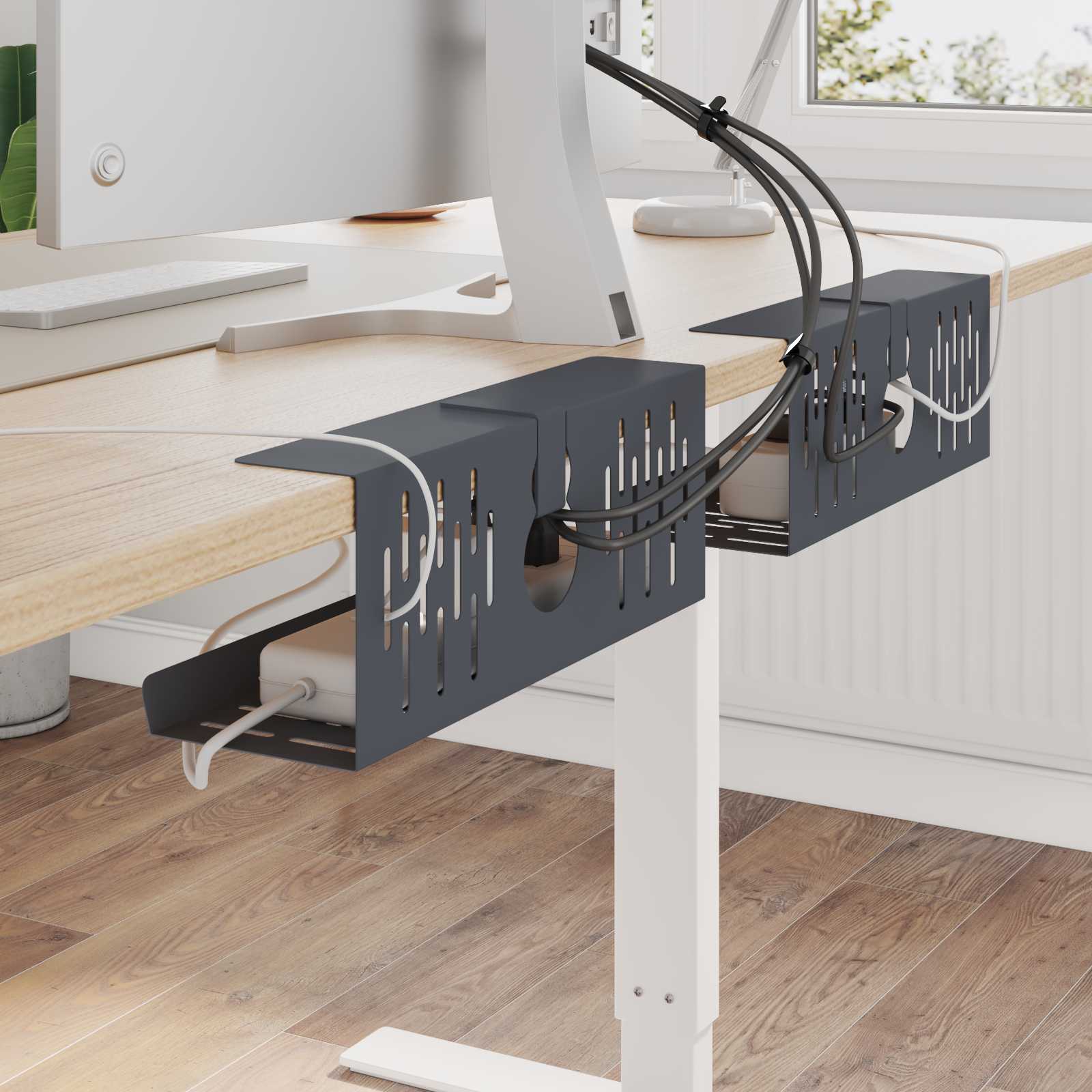 vidaXL Kabelgoot voor onder bureau 2 st Antracietkleurig