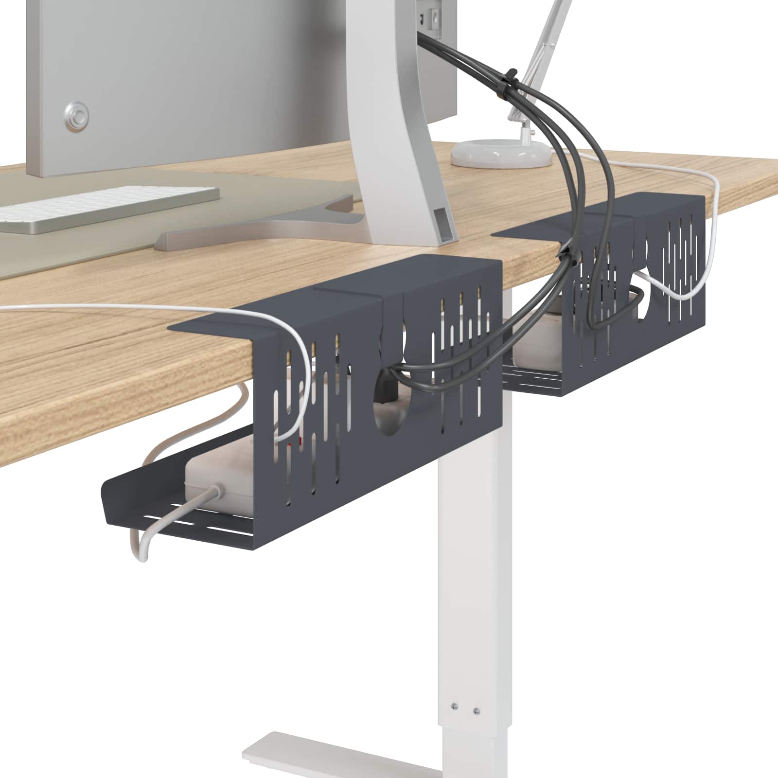 vidaXL Kabelgoot voor onder bureau 2 st Antracietkleurig