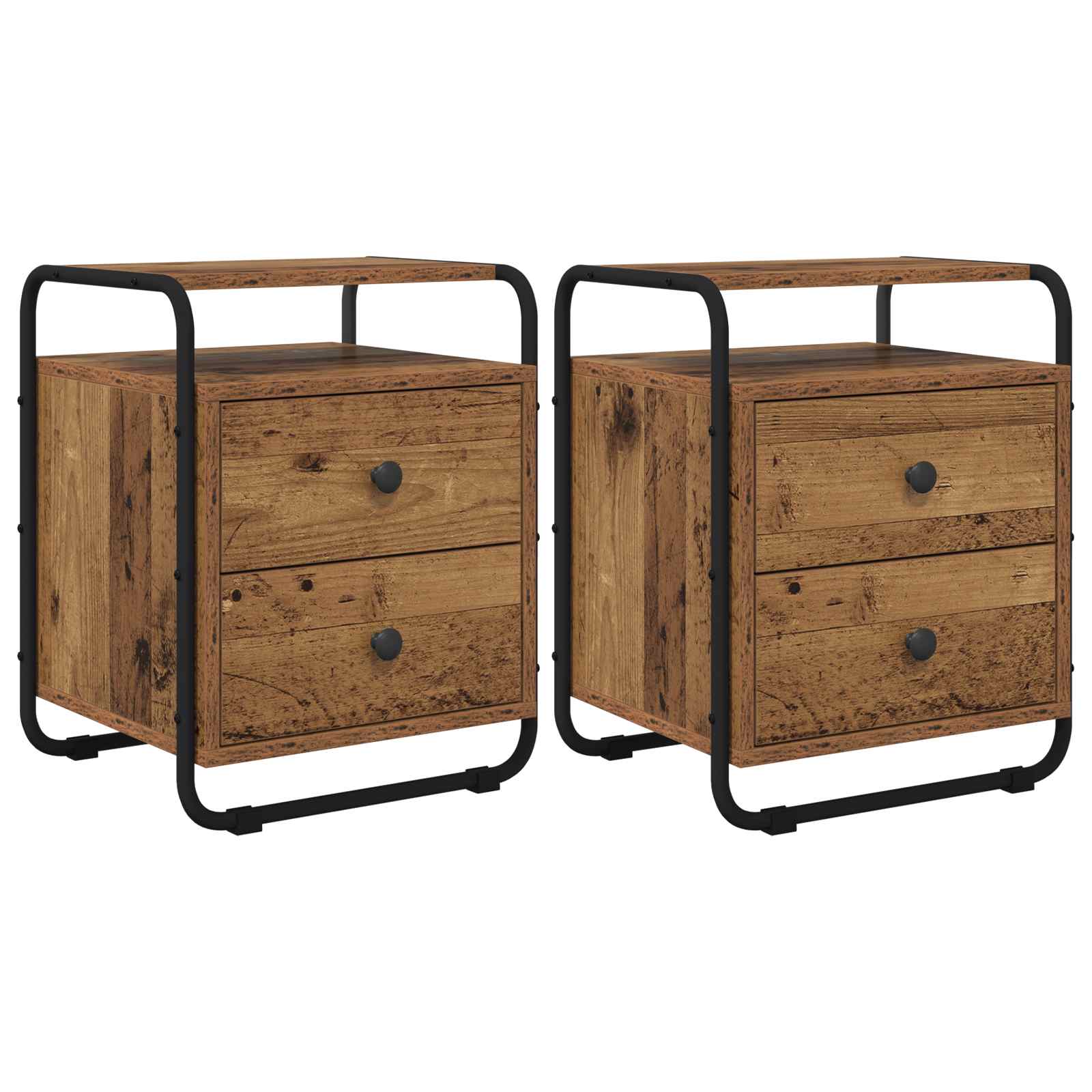 vidaXL Nachtkastje 2 st Oud hout 40 x 36,5 x 50 cm Bewerkt hout