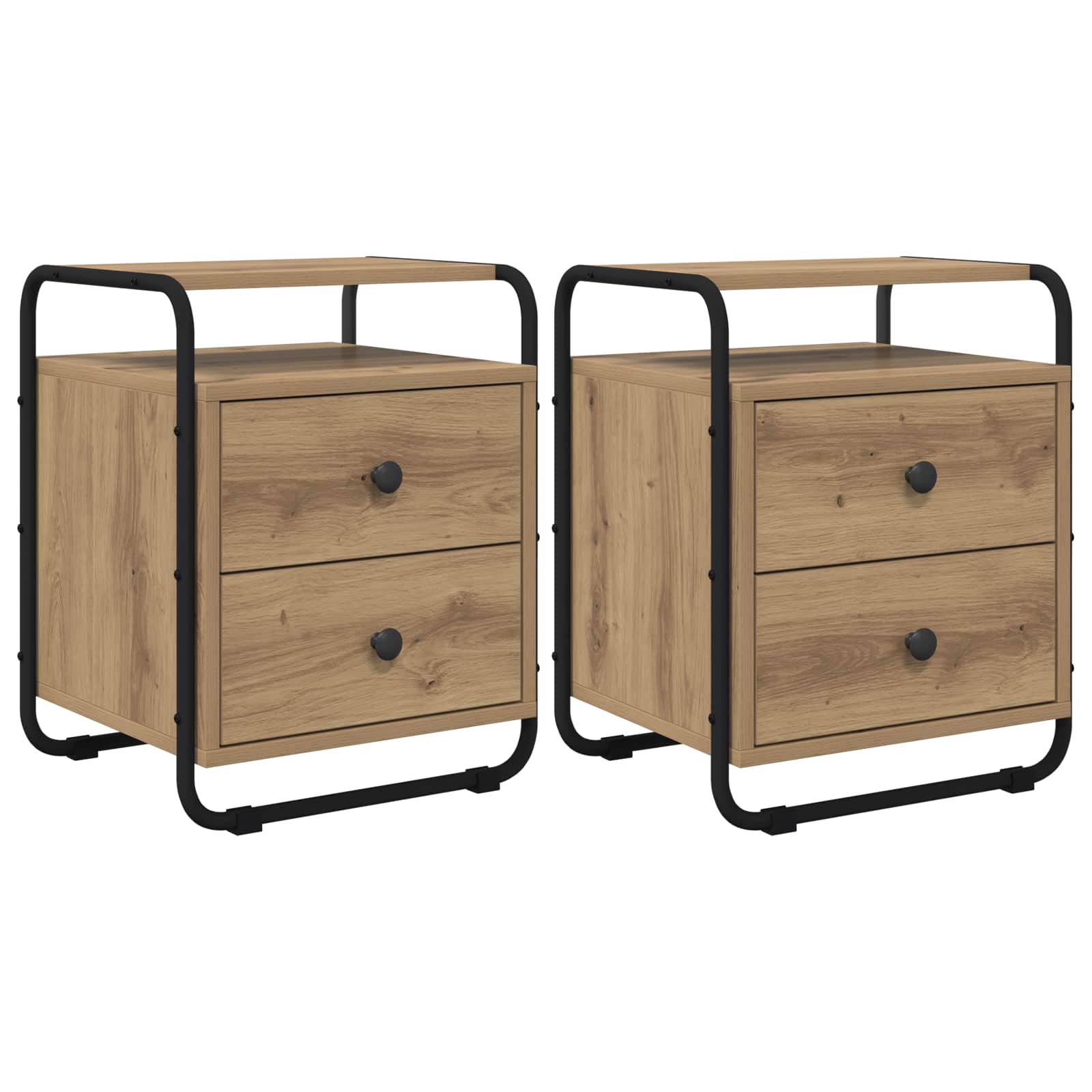 vidaXL Nachtkastje 2 st Oud hout 40 x 36,5 x 50 cm Bewerkt hout