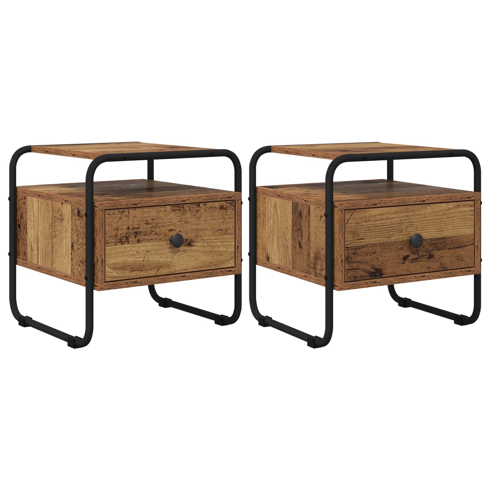 vidaXL Nachtkastje 2 st Artisanaal eiken Bewerkt hout