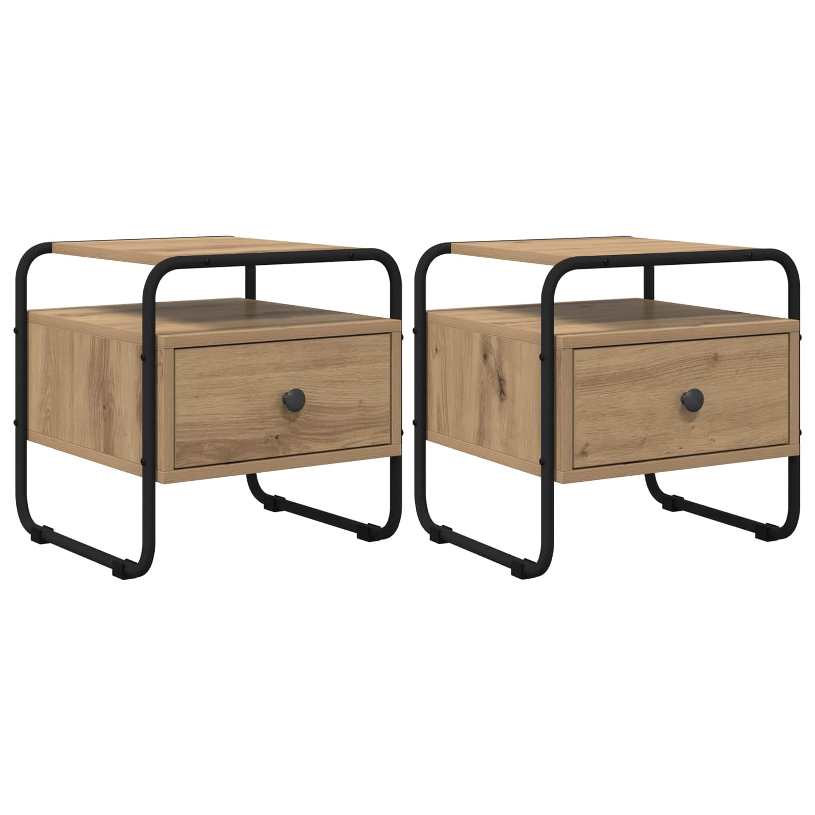 vidaXL Nachtkastje 2 st Artisanaal eiken Bewerkt hout