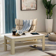 vidaXL Salontafel 110x60x47 cm bewerkt hout wit en sonoma eikenkleurig