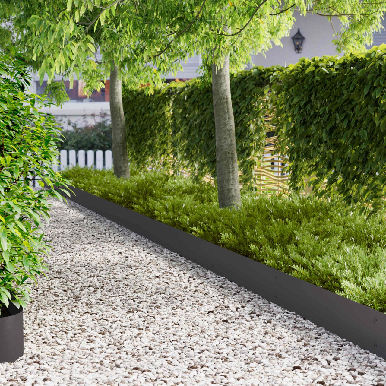 vidaXL Tuinrand 10 pcs Lengte Hoogte 103 x 15 cm Staal Zwart