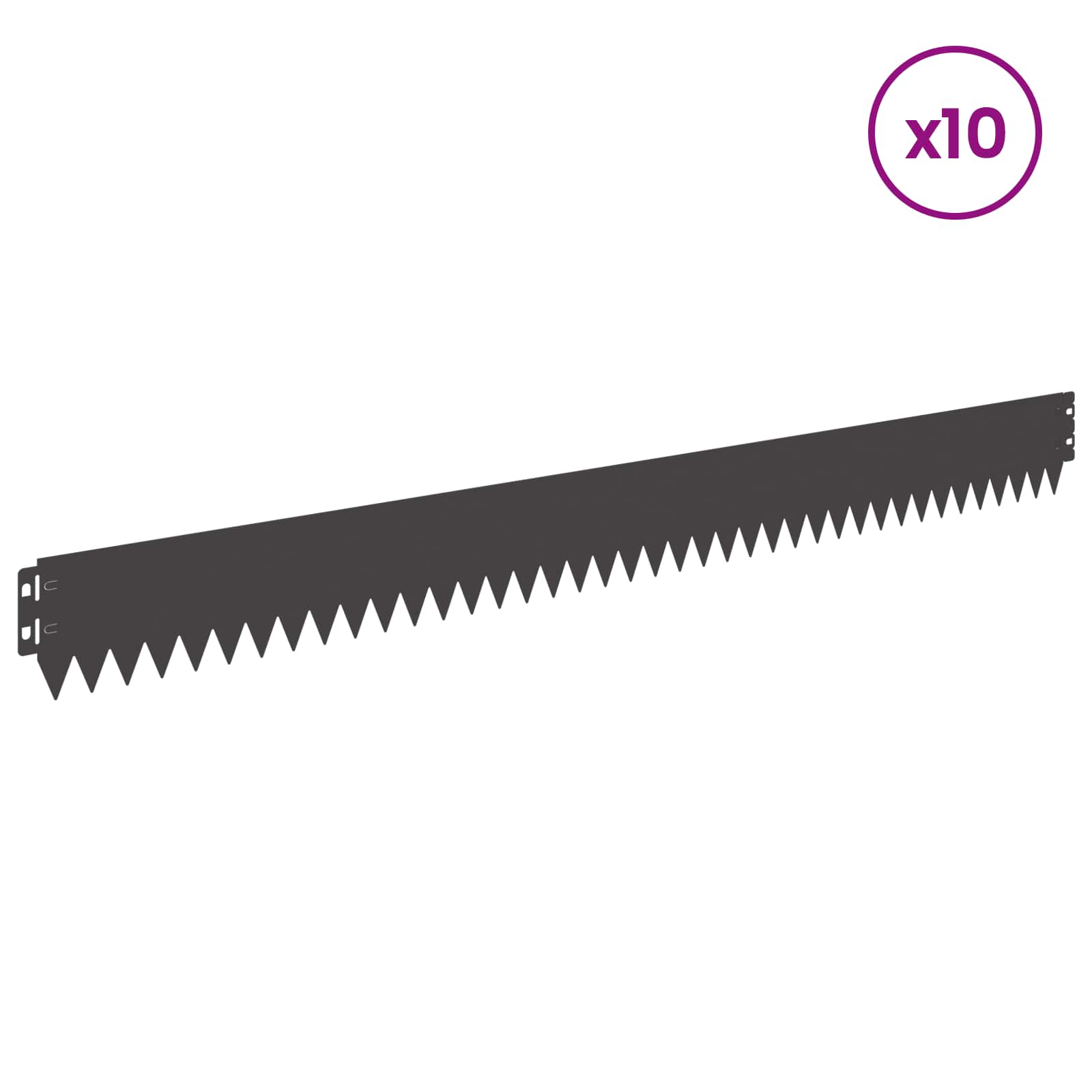 vidaXL Gazonrand 10 pcs 103 x 10 cm Staal Zwart