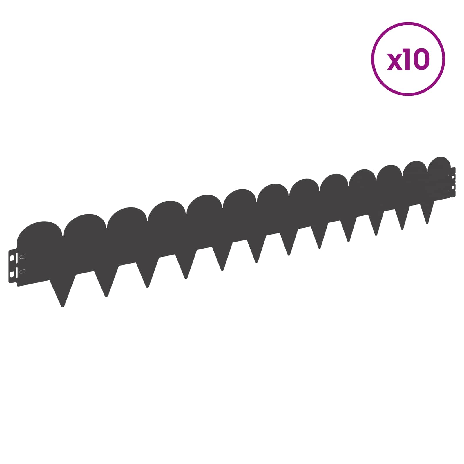 vidaXL Gazonrand 10 pcs 103 x 15 cm Staal Zwart