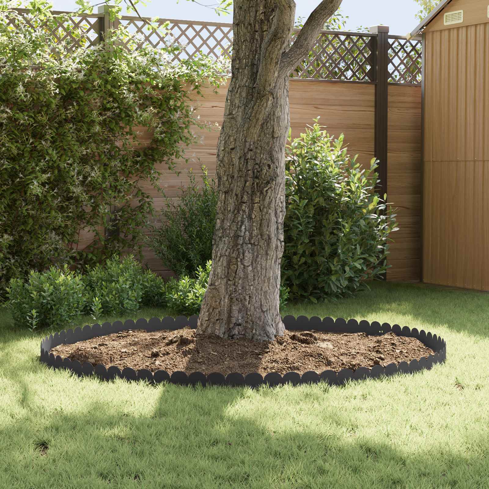 vidaXL Gazonrand 10 pcs 103 x 15 cm Staal Zwart