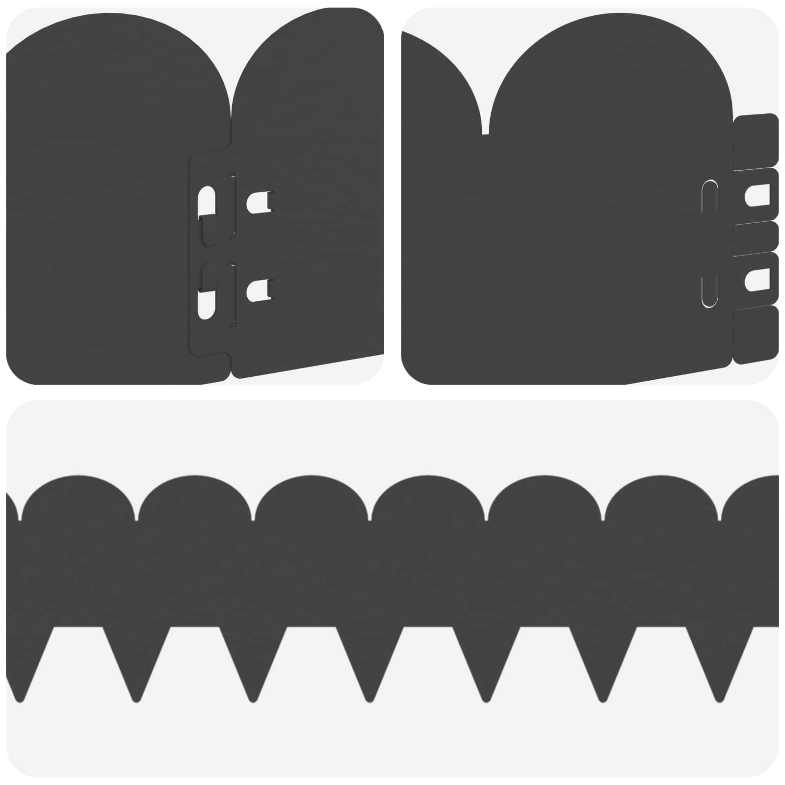 vidaXL Gazonrand 10 pcs 103 x 15 cm Staal Zwart