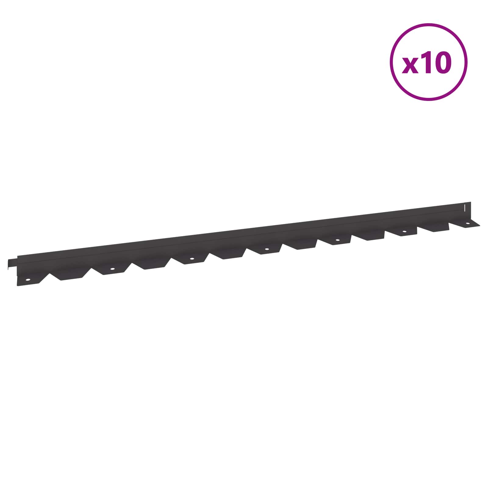 vidaXL Gazonrand 10 pcs 102 x 4 x 4 cm Staal Wit