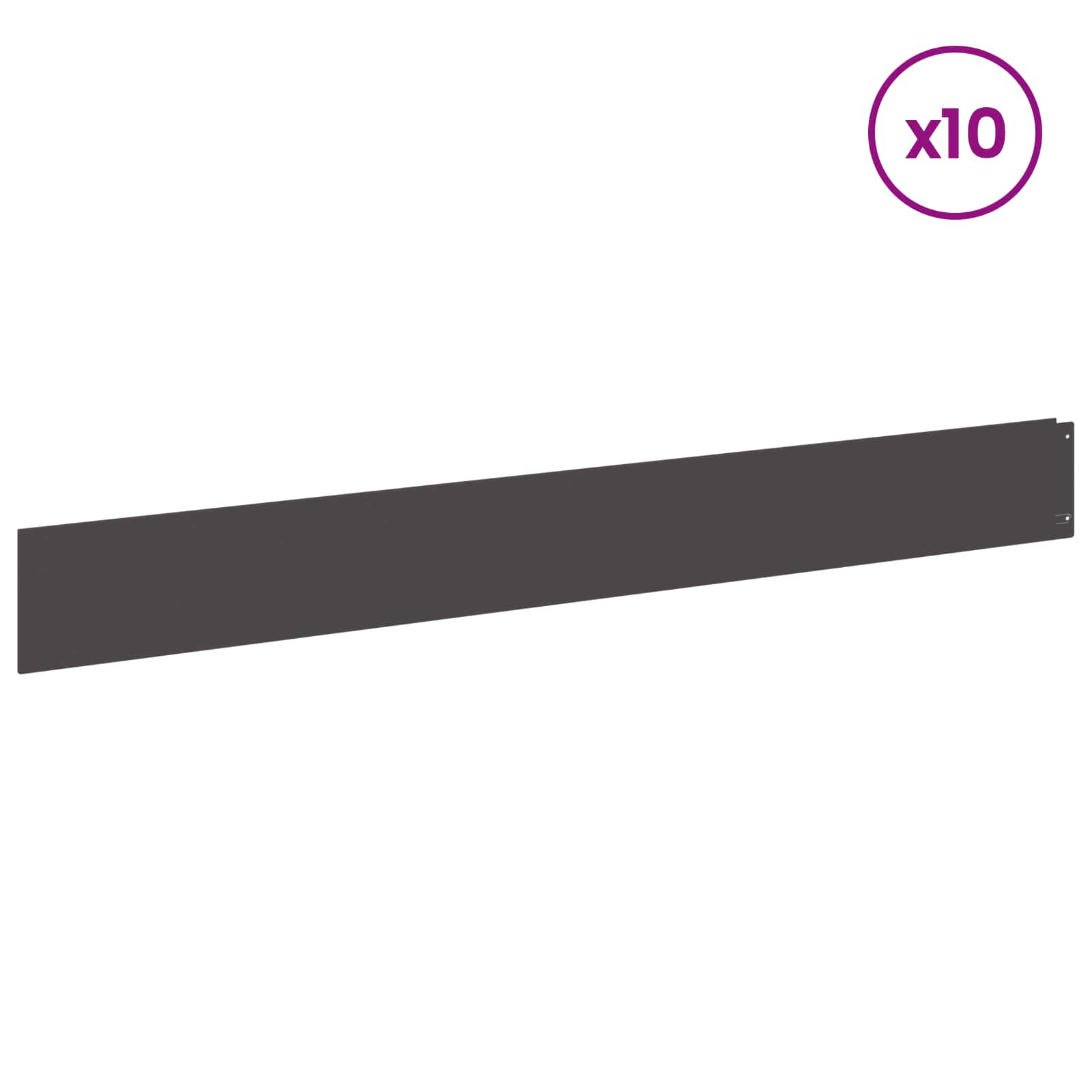 vidaXL Gazonrand 10 pcs 100 x 12 cm Staal Antracietkleurig