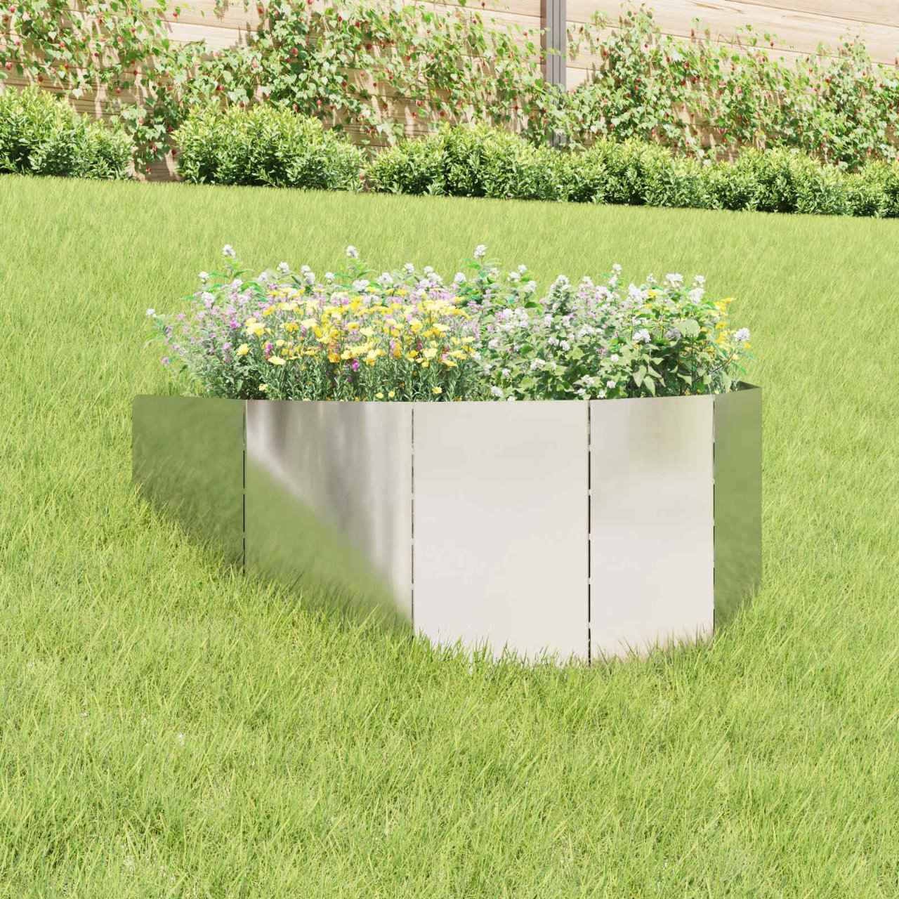 vidaXL Gazonrand 100 x 45 cm Staal Zilverkleurig