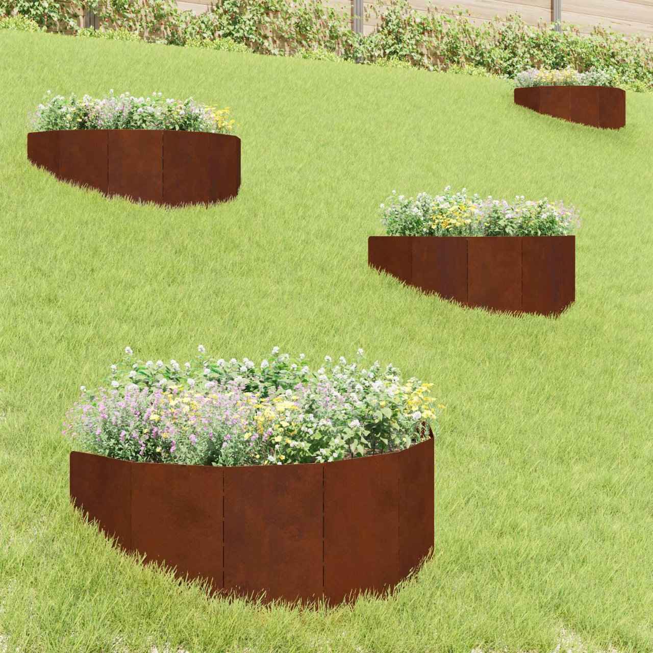 vidaXL Gazonrand 100 x 45 cm Staal Zilverkleurig