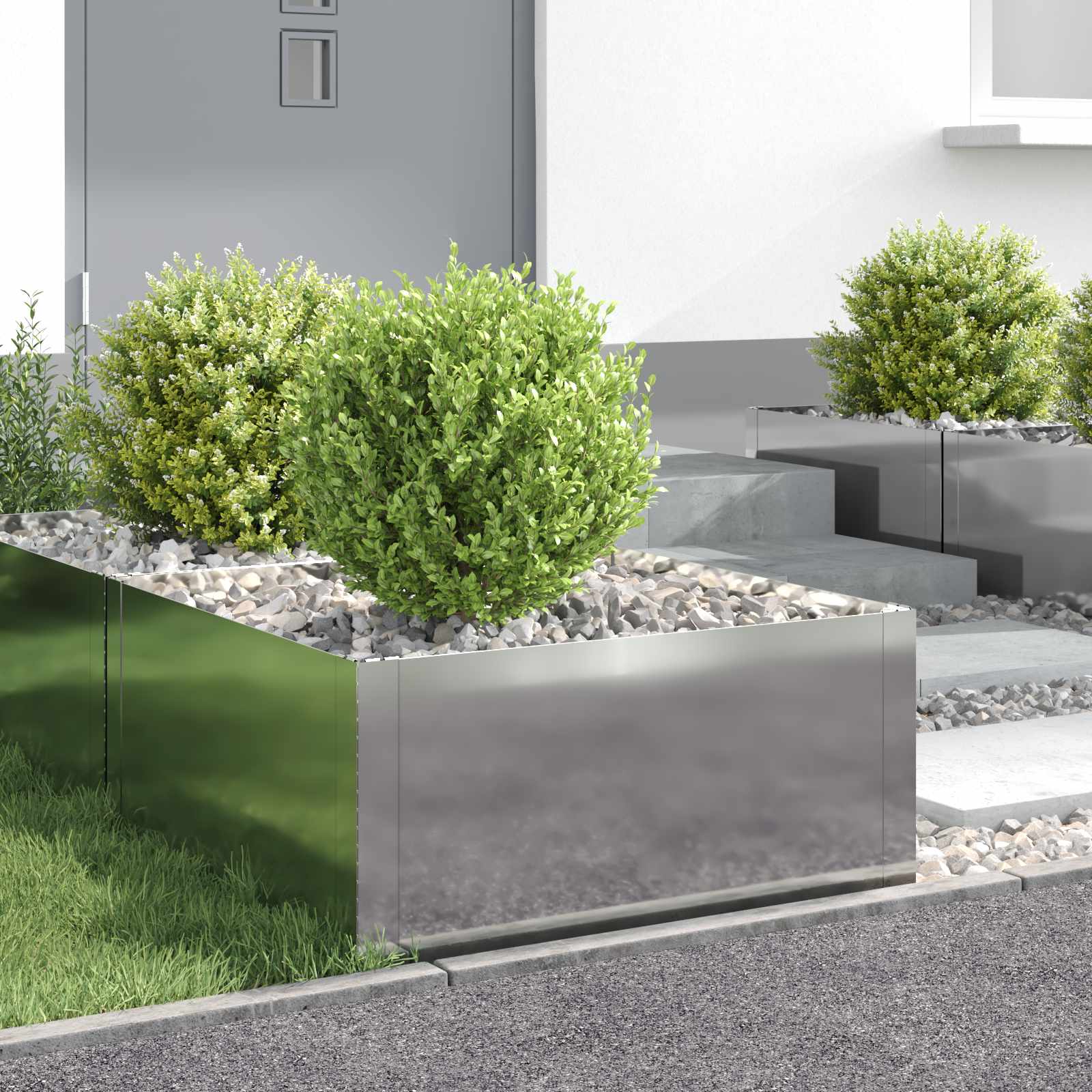 vidaXL Gazonrand 60 x 60 x 20 cm Staal Zilverkleurig
