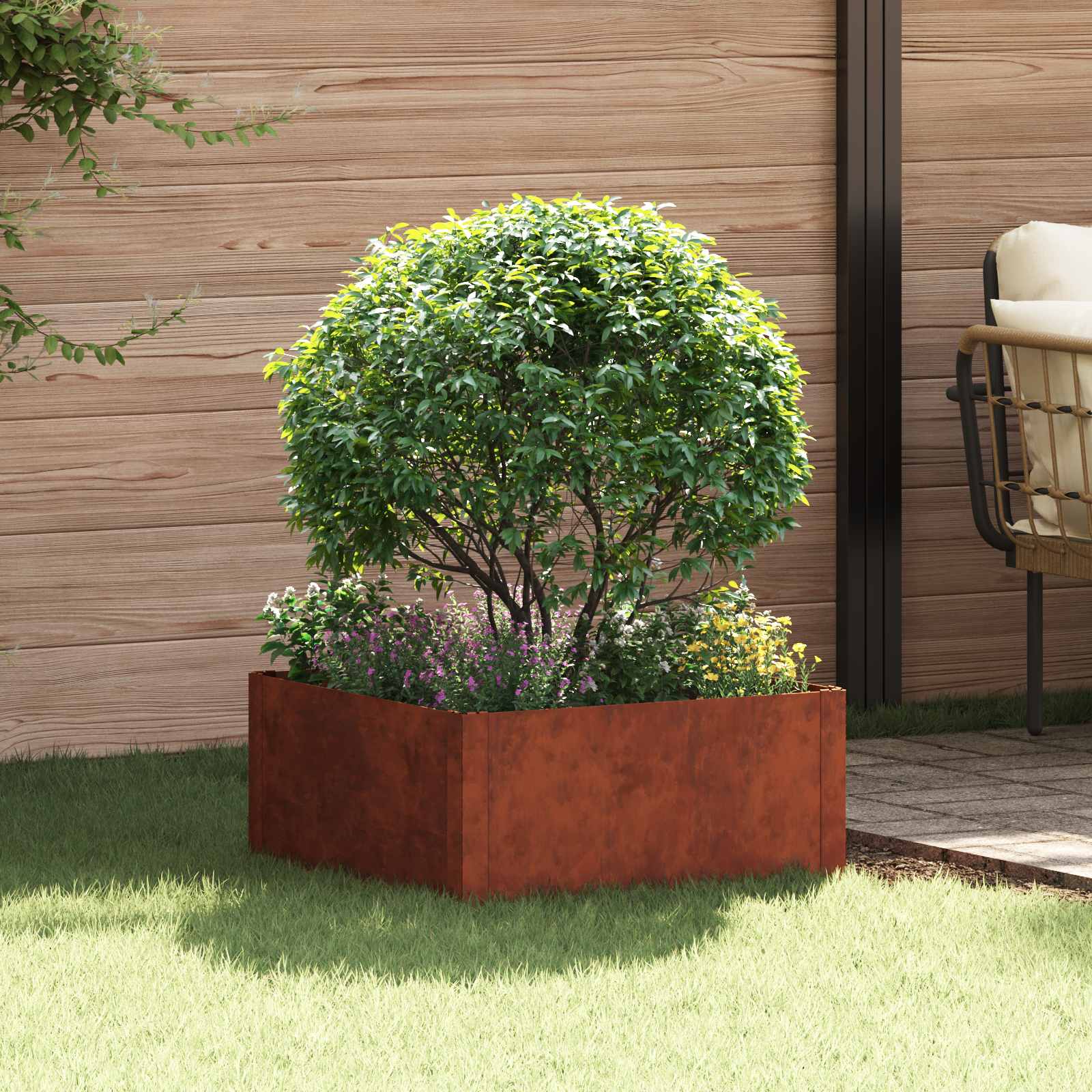 vidaXL Gazonrand 60 x 60 x 20 cm Staal Zilverkleurig