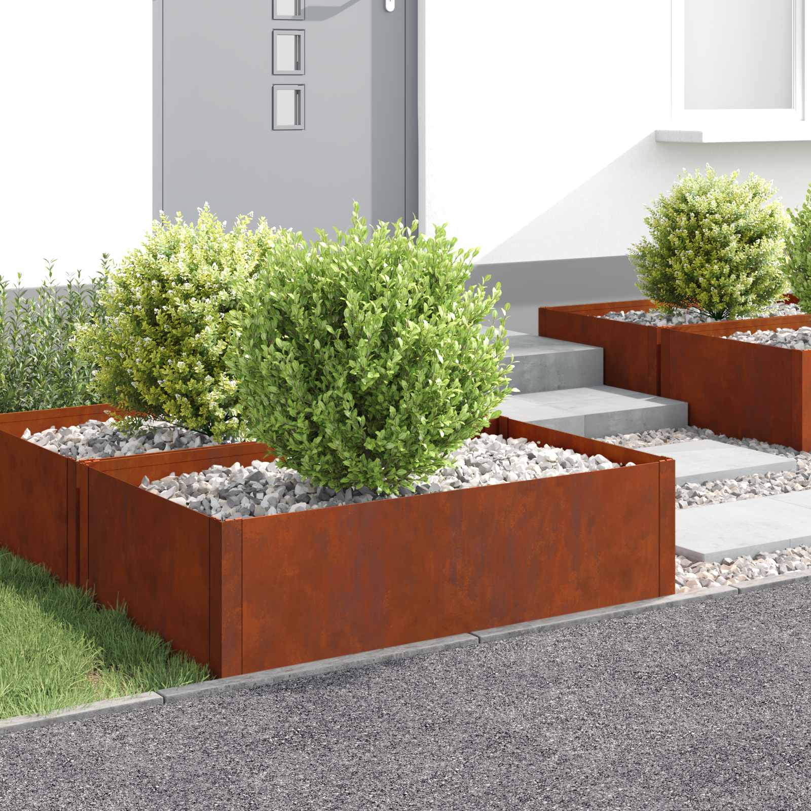 vidaXL Gazonrand 60 x 60 x 20 cm Staal Zilverkleurig