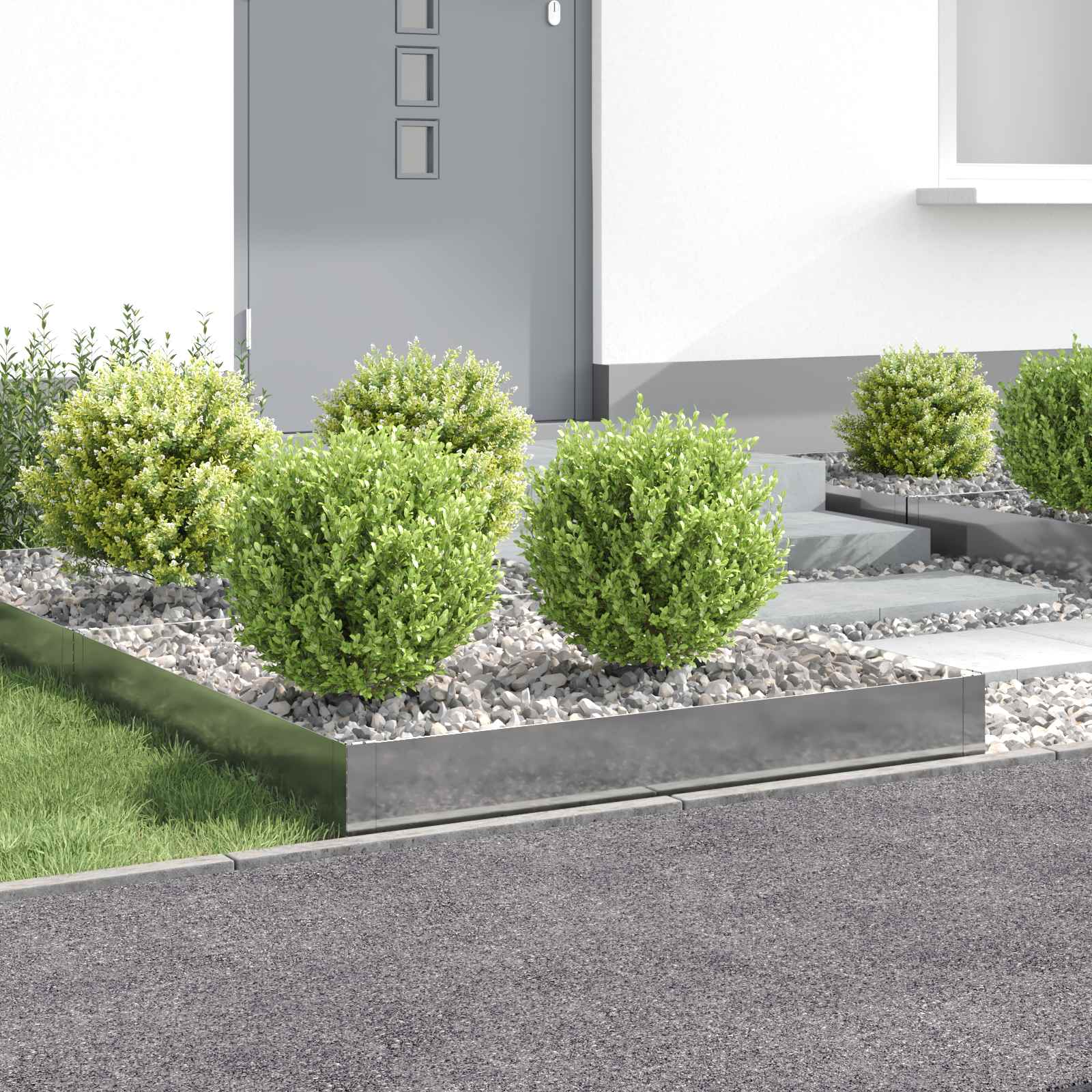 vidaXL Gazonrand 60 x 60 x 20 cm Staal Zilverkleurig