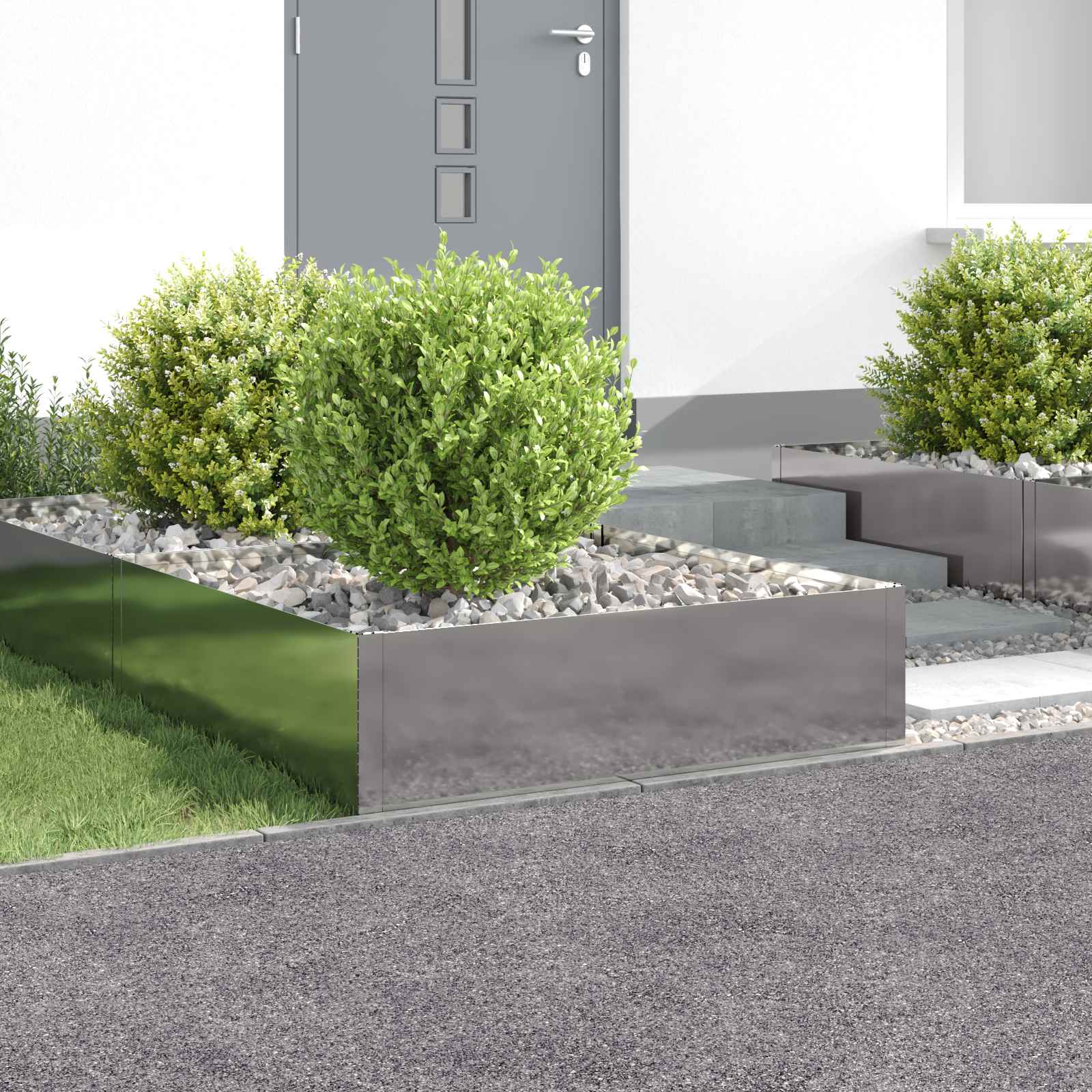 vidaXL Gazonrand 60 x 60 x 20 cm Staal Zilverkleurig