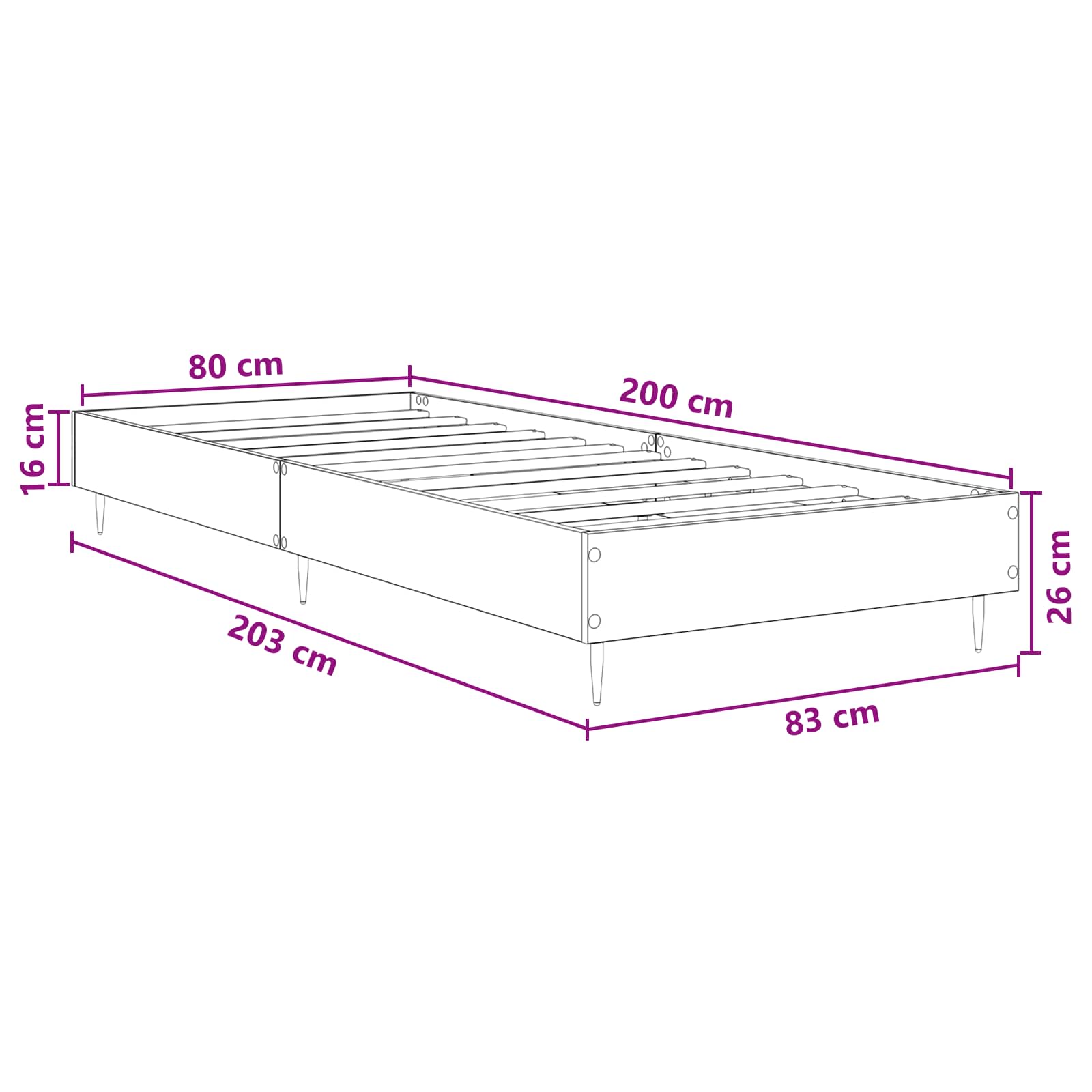 vidaXL Bedframe Wit 80 x 200 cm Bewerkt hout