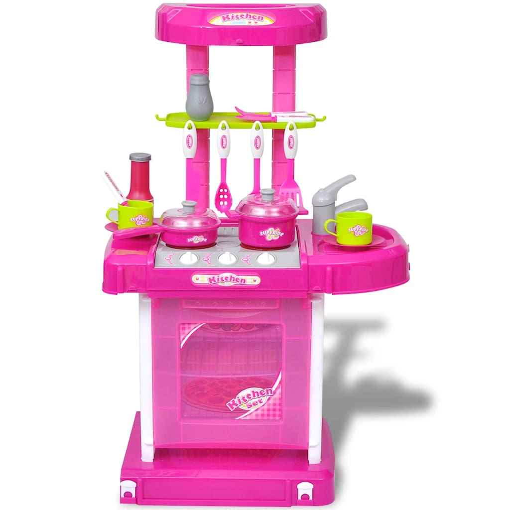vidaXL Kinderspeelkeuken met licht- en geluidseffecten roze
