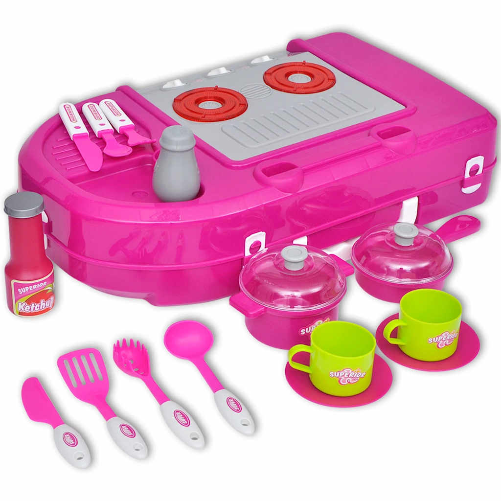 vidaXL Kinderspeelkeuken met licht- en geluidseffecten roze