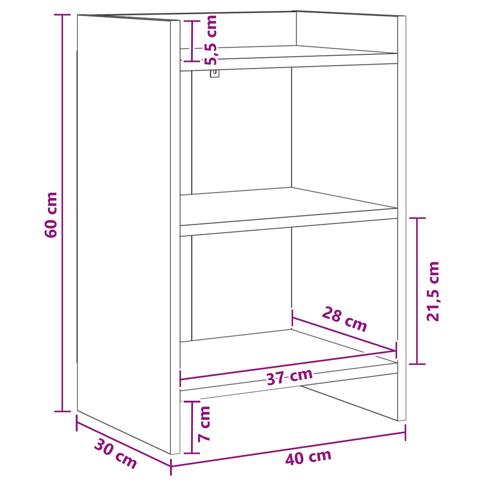 vidaXL Nachtkastjes Wit 40 x 30 x 60 cm Bewerkt hout