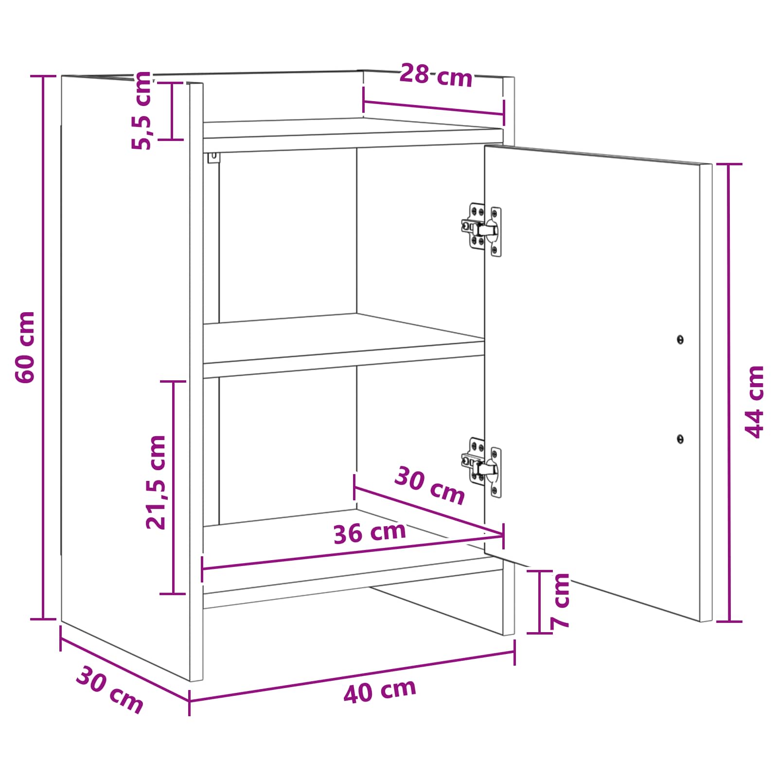 vidaXL Nachtkastjes Wit 40 x 30 x 60 cm Bewerkt hout