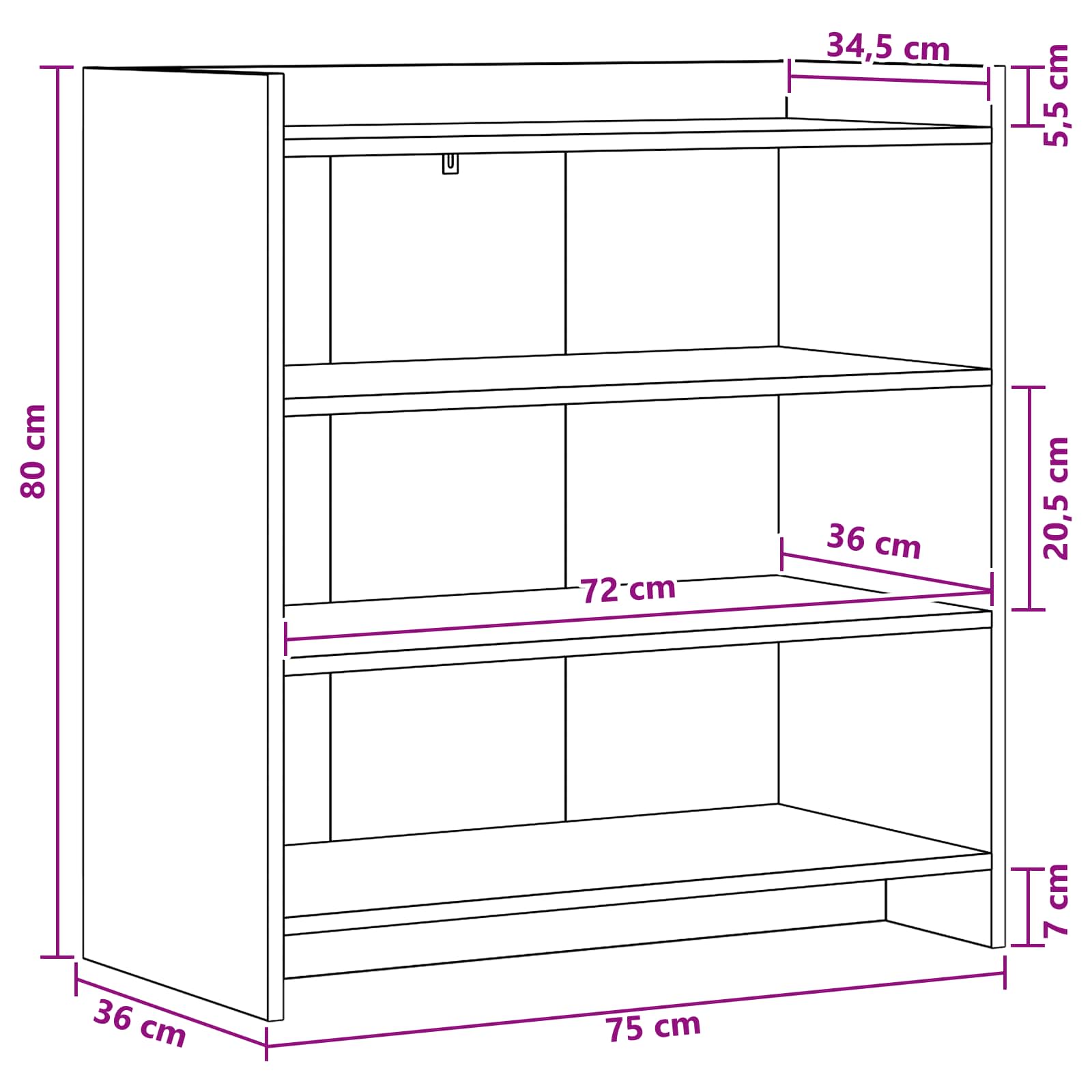 vidaXL Dressoir Wit 75 x 36 x 80 cm Bewerkt hout