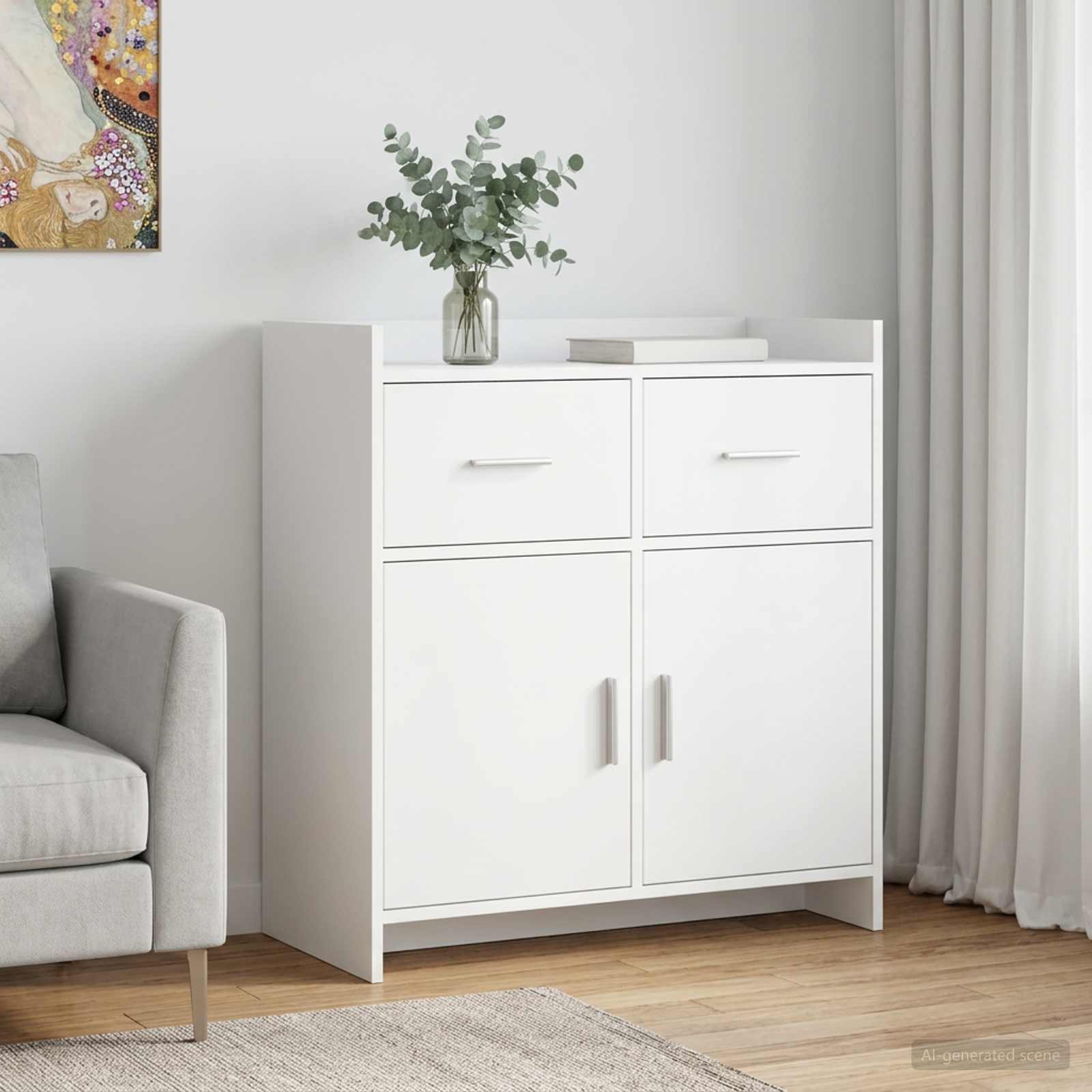 vidaXL Dressoir Wit 75 x 36 x 80 cm Bewerkt hout