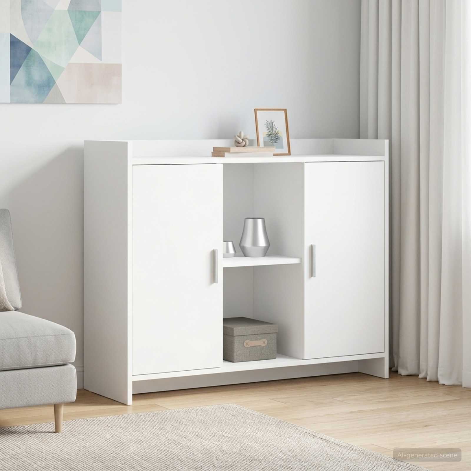 vidaXL Dressoir Wit 98,5 x 33 x 80 cm Bewerkt hout