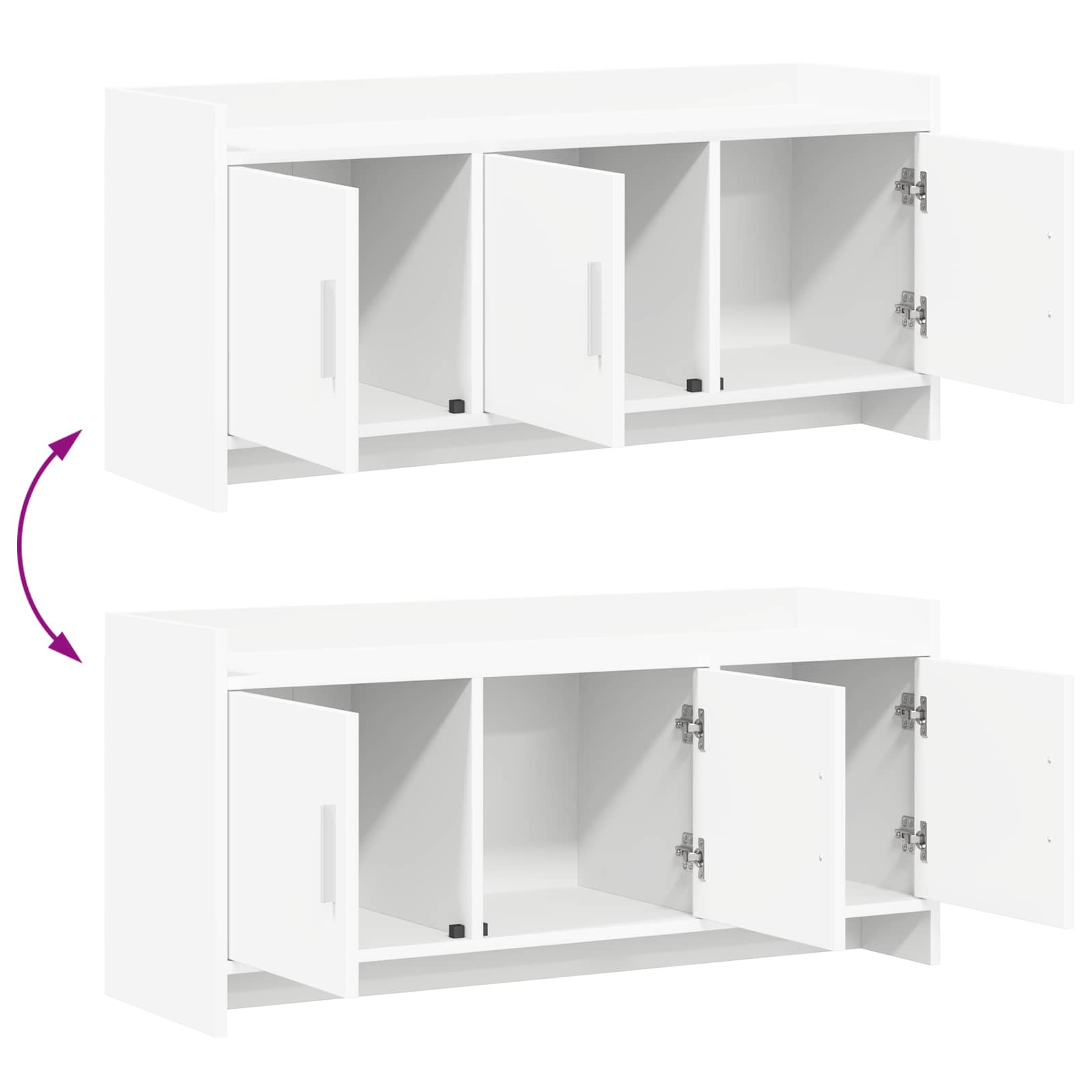 vidaXL TV-kast 102 x 33 x 47 cm Wit Bewerkt hout