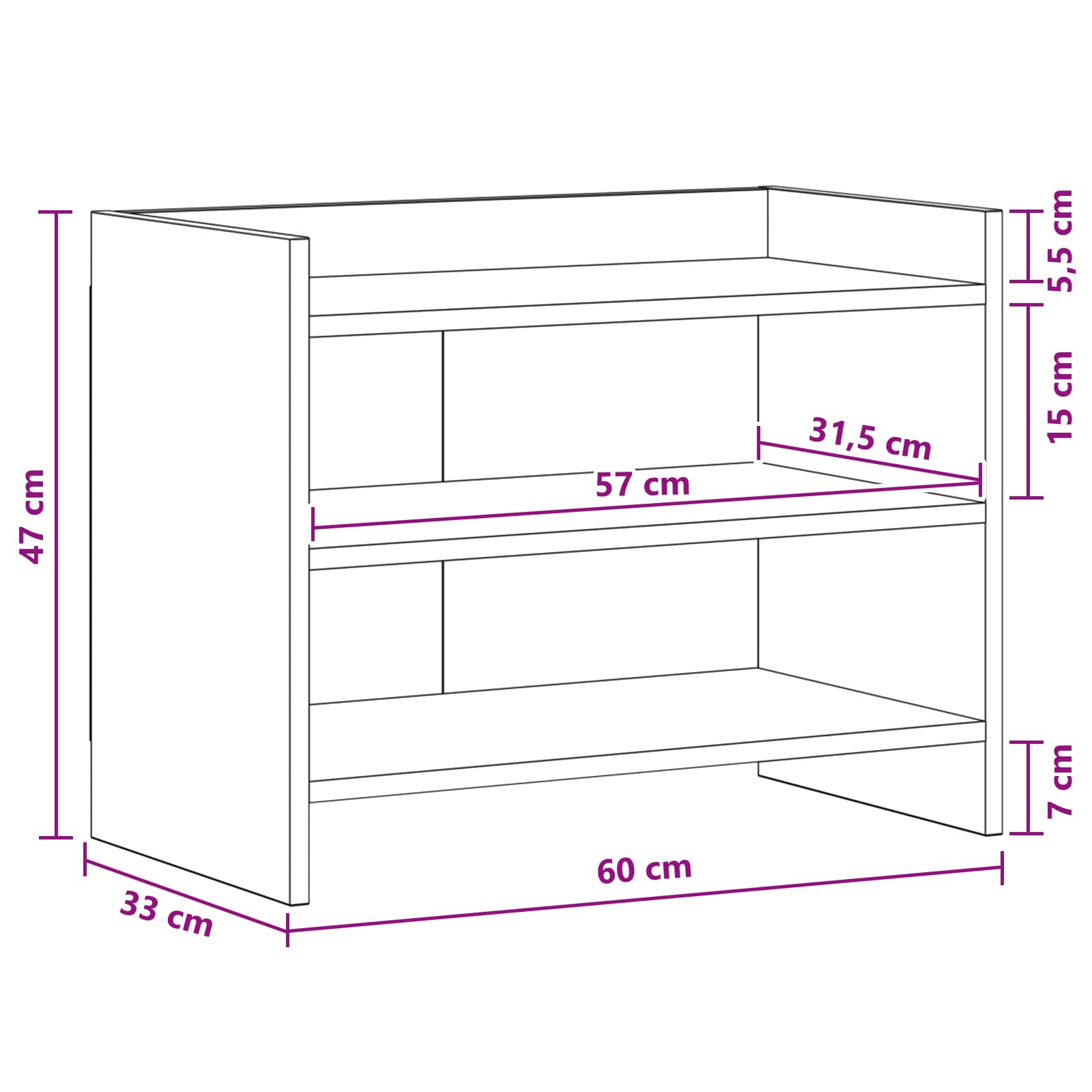 vidaXL TV-kast 60 x 33 x 47 cm Wit Bewerkt hout