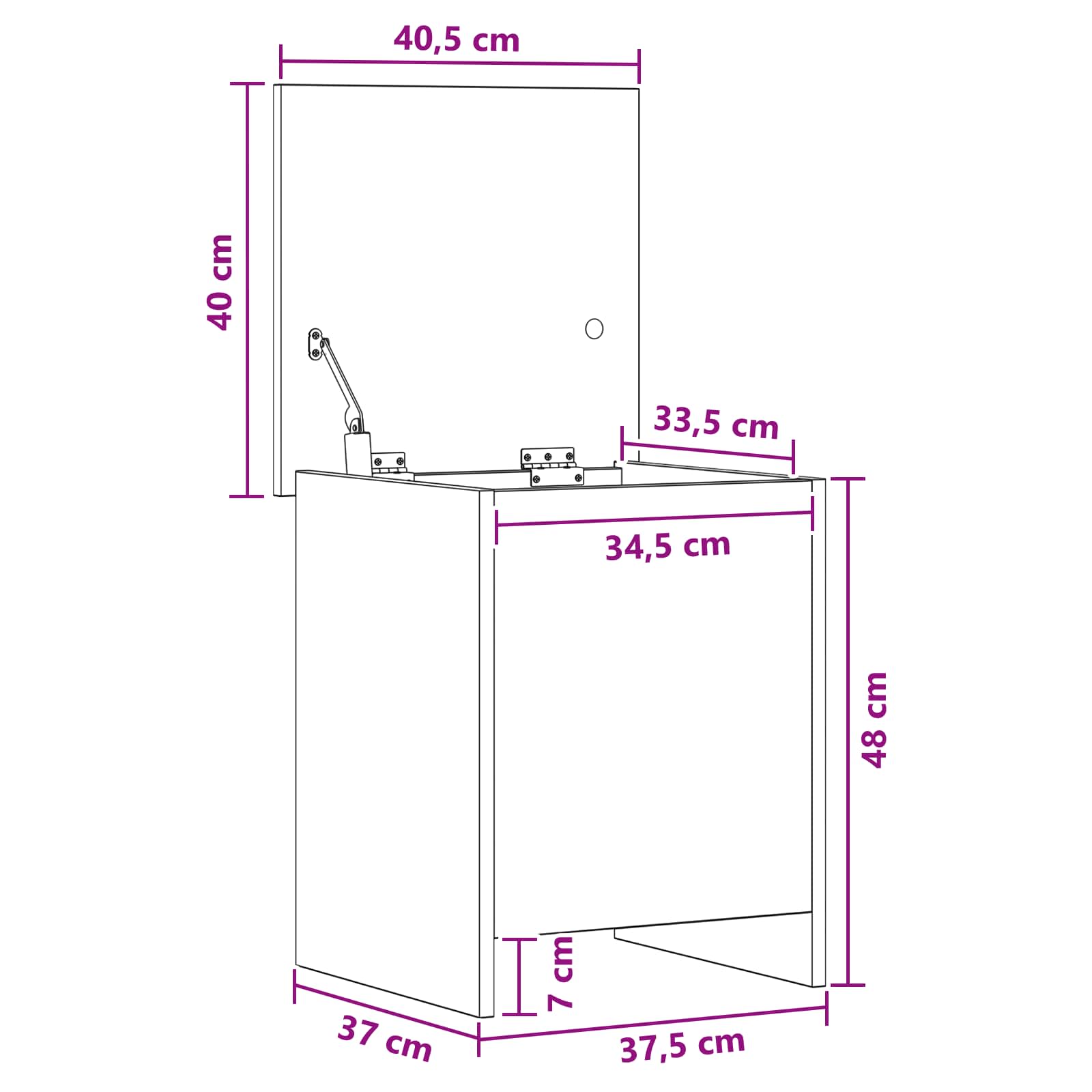 vidaXL Opbergkist met opslag Wit 40 x 40 x 50 cm Bewerkt hout