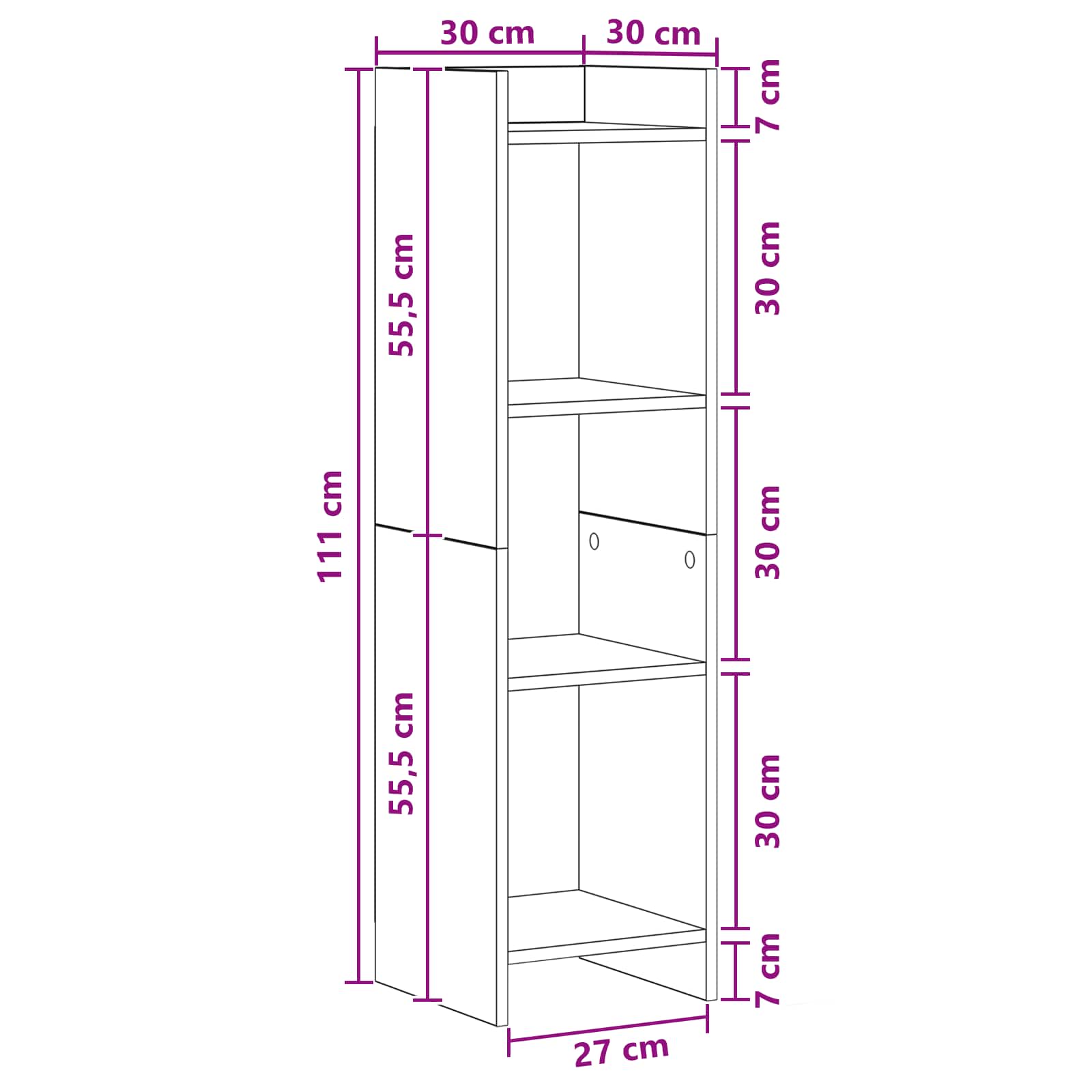 vidaXL Boekenkast Wit 30 x 30 x 111 cm Bewerkt hout