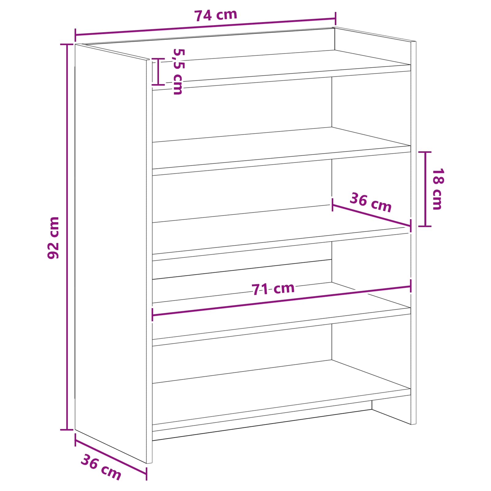 vidaXL Schoenenkast met opslag Wit 73,5 x 36 x 92 cm Bewerkt hout