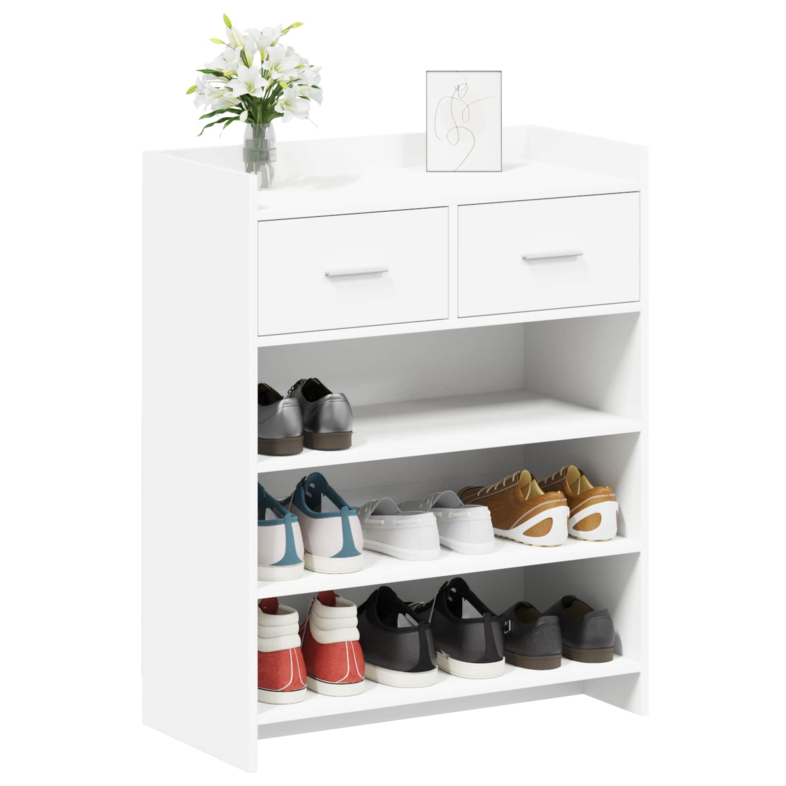 vidaXL Schoenenkast met lade Wit 73,5 x 36 x 92 cm Bewerkt hout