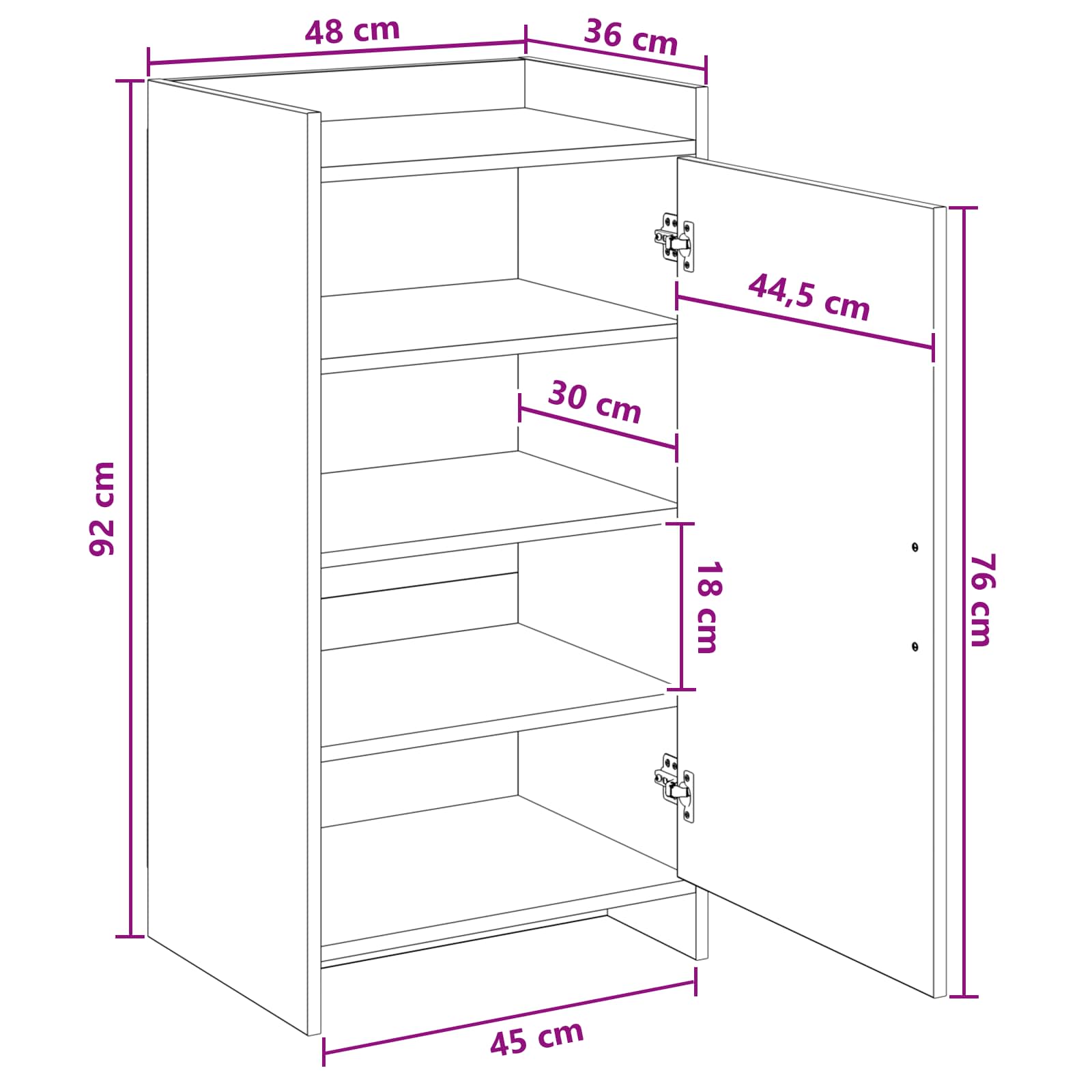 vidaXL Schoenenkast met opslag Wit 48 x 36 x 92 cm Bewerkt hout