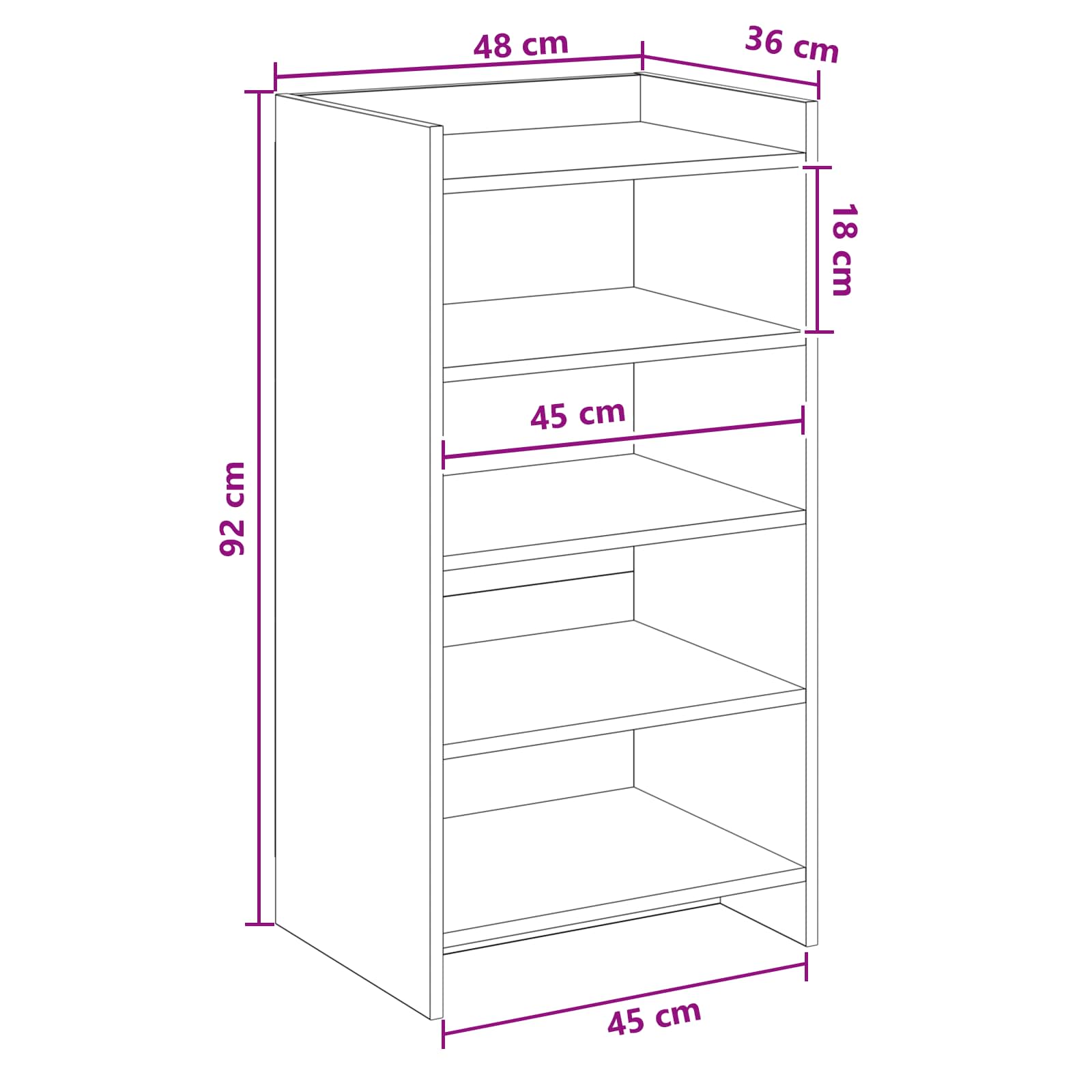 vidaXL Schoenenkast met opslag Wit 48 x 36 x 92 cm Bewerkt hout