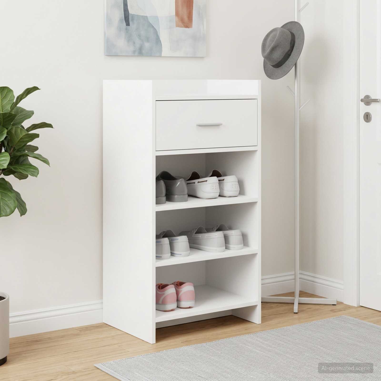 vidaXL Schoenenkast met lade Wit 48 x 36 x 92 cm Bewerkt hout