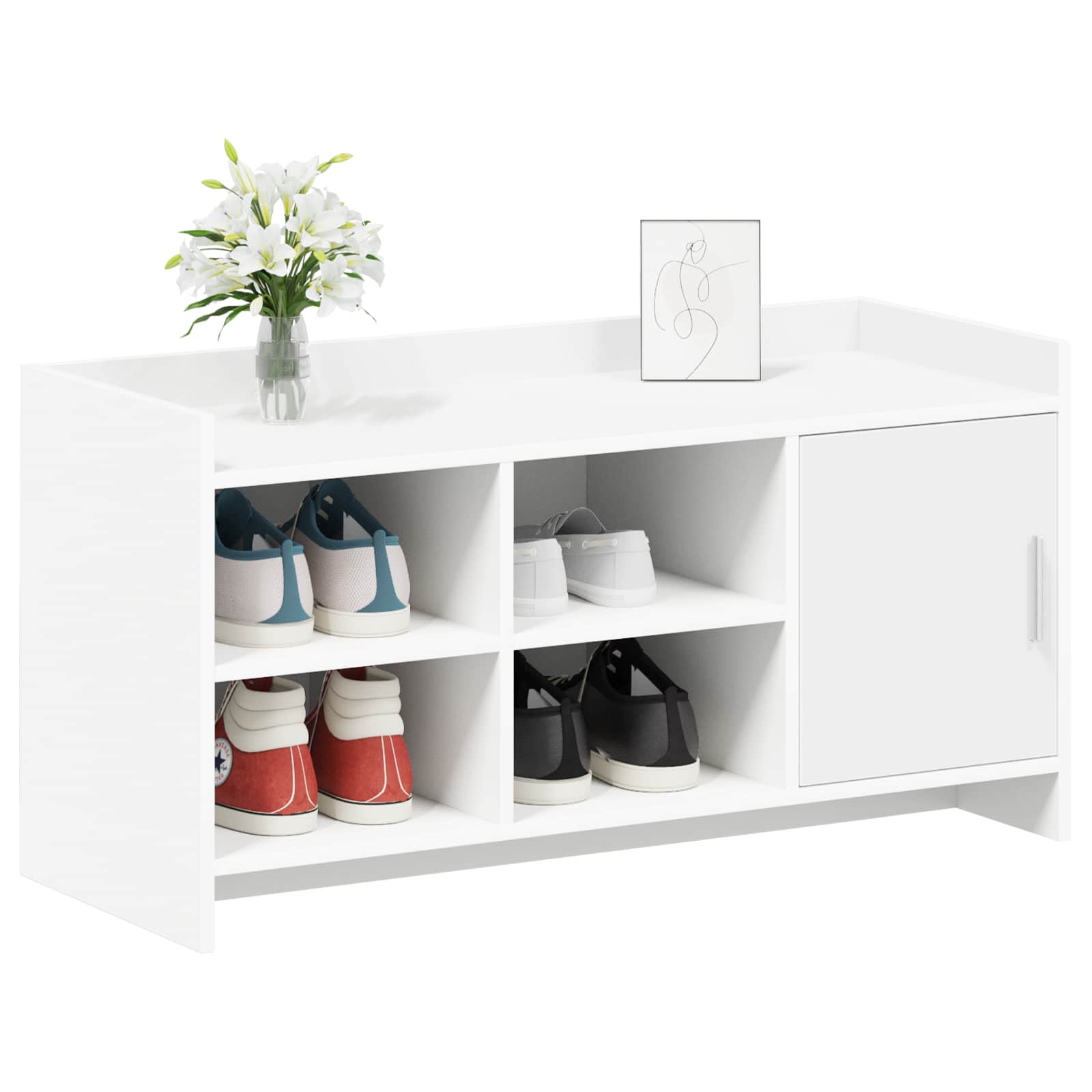 vidaXL Schoenenkast met opslag Wit 100 x 39,5 x 51 cm Bewerkt hout