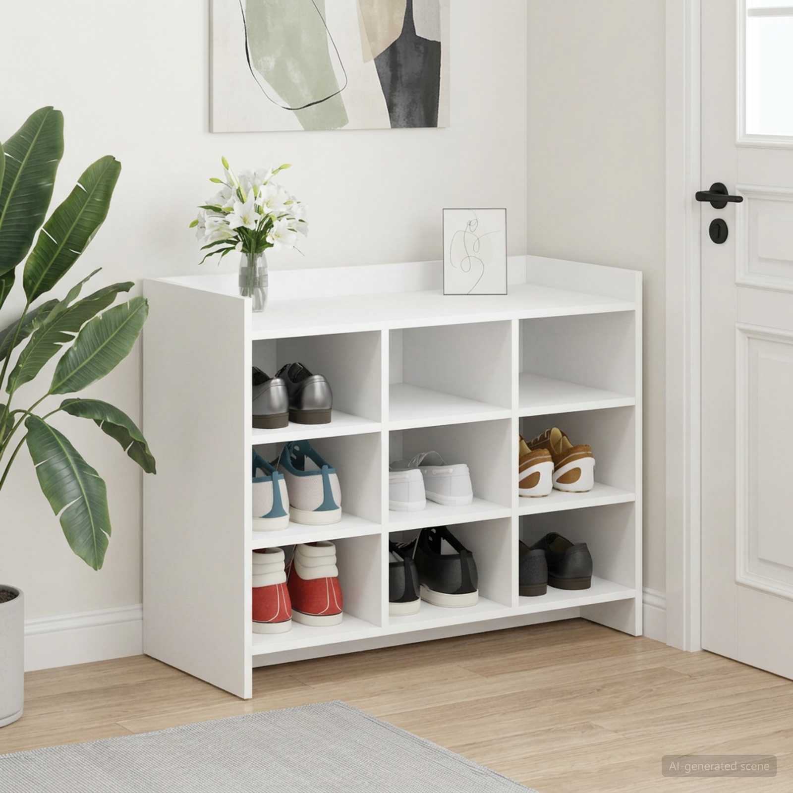 vidaXL Schoenenkast met opslag Wit 85 x 39,5 x 70 cm Bewerkt hout