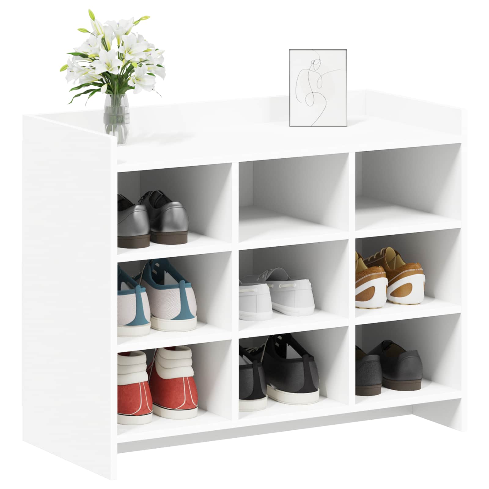 vidaXL Schoenenkast met opslag Wit 85 x 39,5 x 70 cm Bewerkt hout