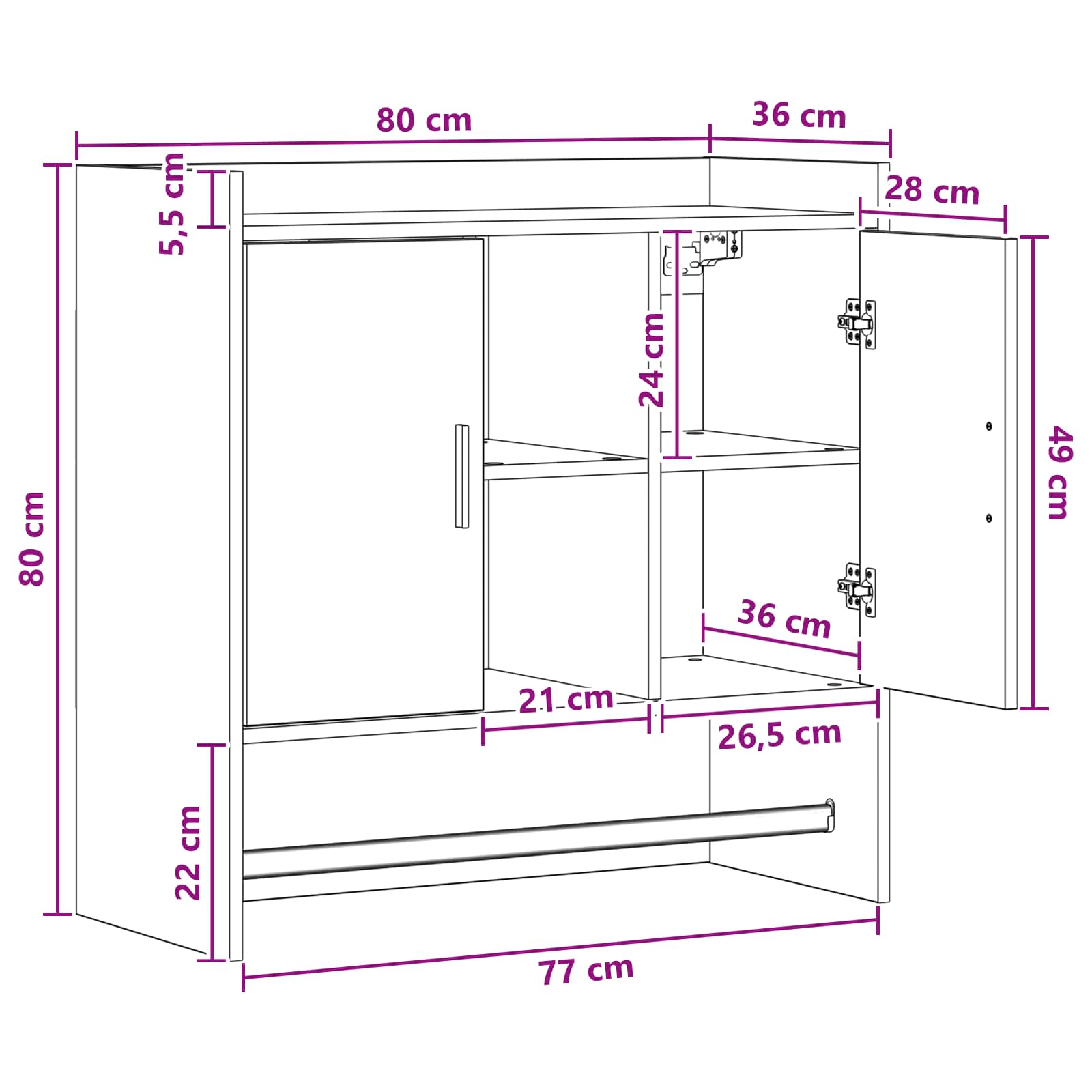 vidaXL Wandplank Muurmontage Wit 80 x 36 x 80 cm Bewerkt hout