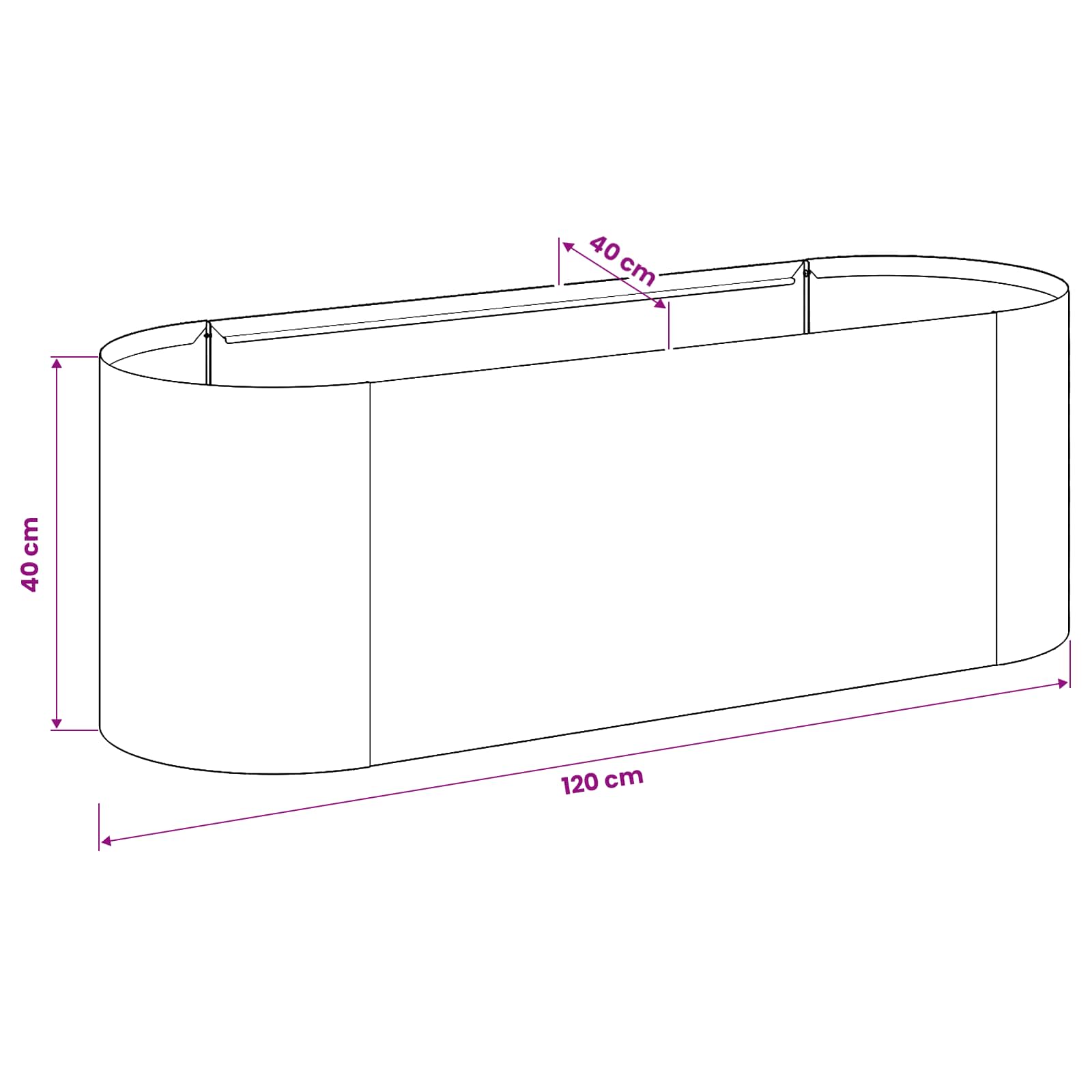 vidaXL Verhoogd Tuinbed Zwart 120 x 40 x 40 cm Staal
