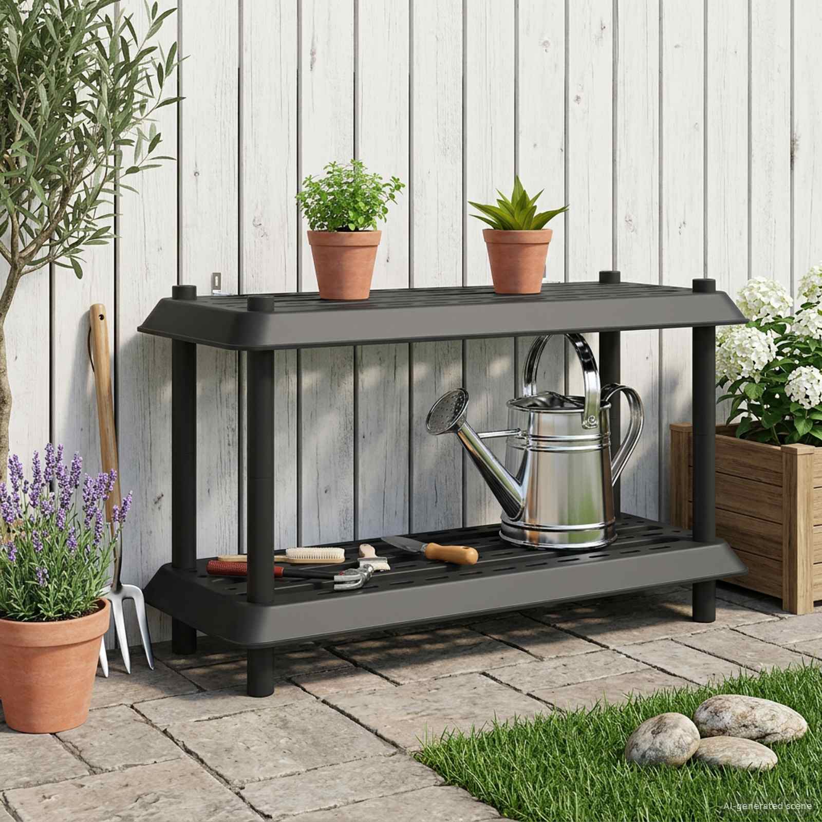 vidaXL Plankenunit 2-laags 100 x 40 x 55,5 cm PP Antracietkleurig