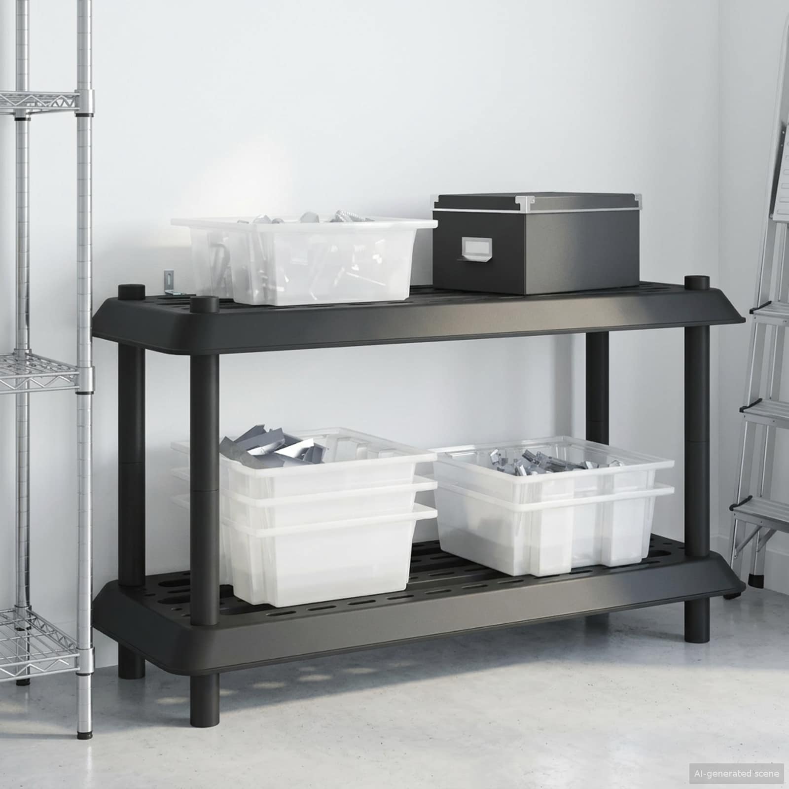 vidaXL Plankenunit 2-laags 100 x 40 x 55,5 cm PP Antracietkleurig