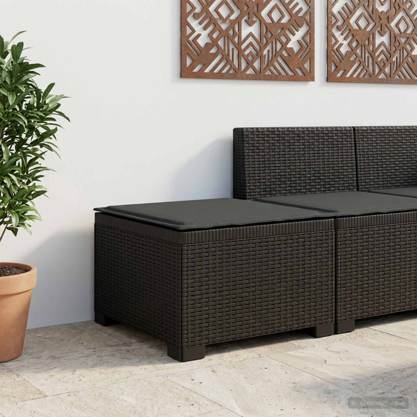 vidaXL Eénpersoons Tuinbank Rattan Look PP Antraciet