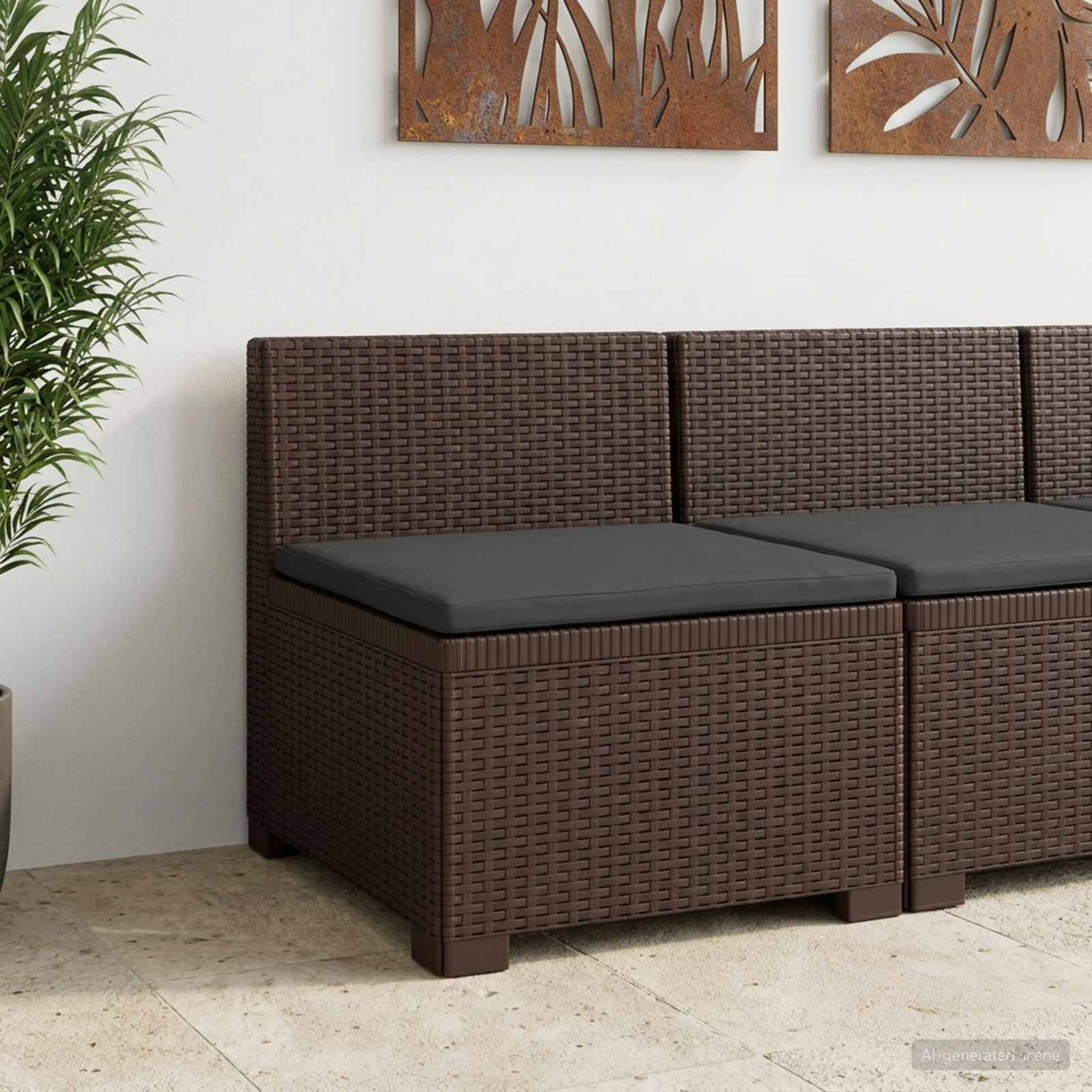 vidaXL Eénpersoons Tuinbank Rattan Look PP Antraciet